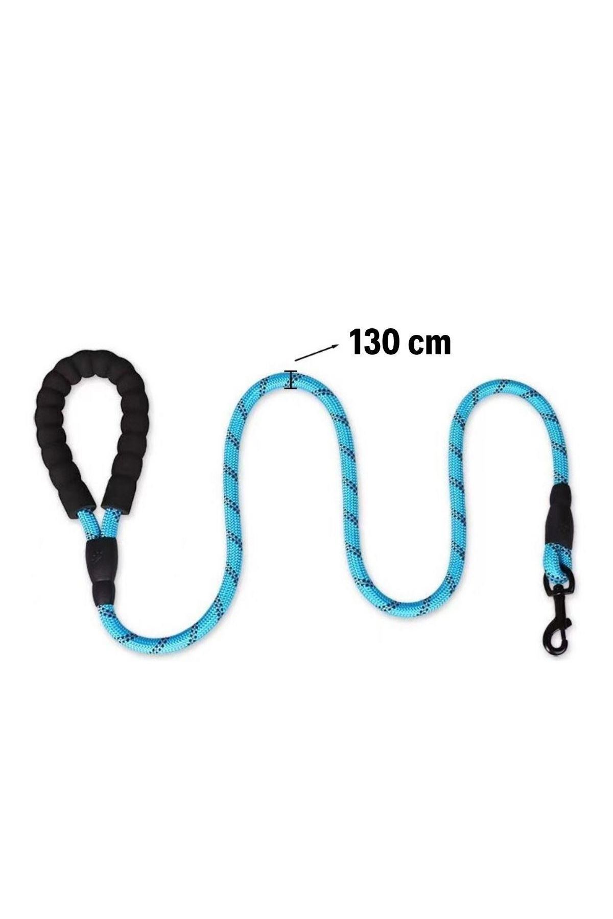 Tbl Dekor® Reflektörlü Fosforlu Köpek Gezdirme Halatı Tasma Kayışı Metal Kancalı 130 cm