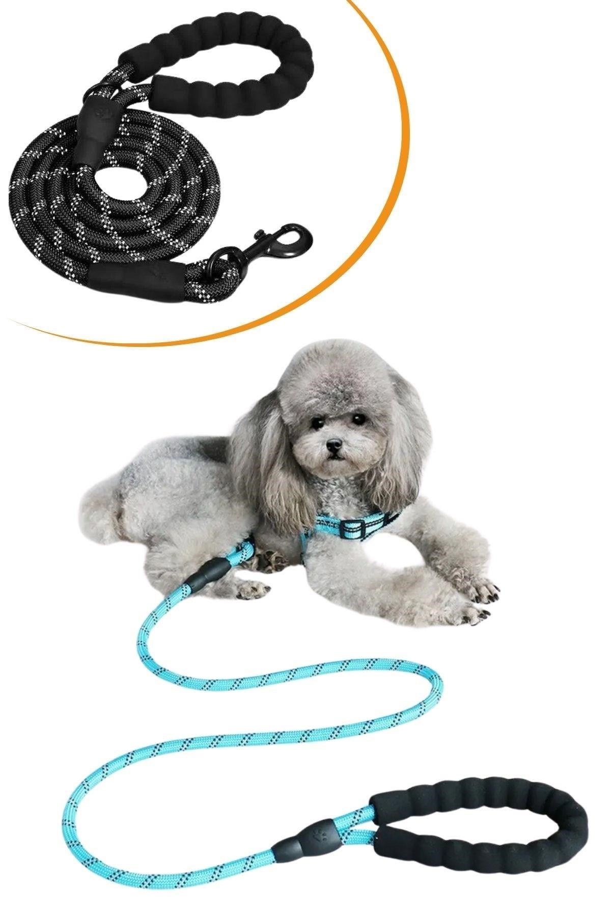 Tbl Dekor® Reflektörlü Fosforlu Köpek Gezdirme Halatı Tasma Kayışı Metal Kancalı 130 cm