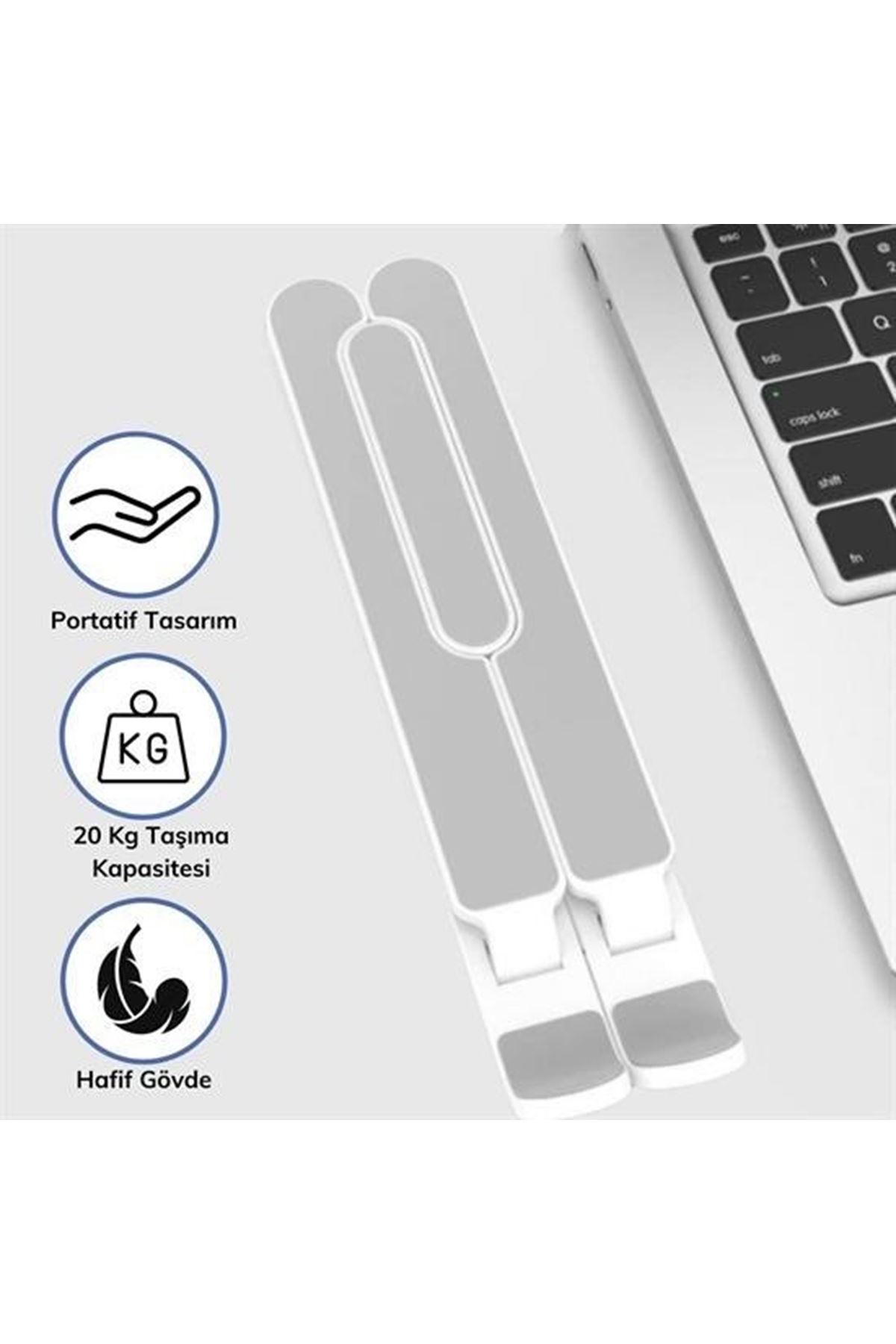 Tbl Dekor® Ayarlanabilir Plastik Dizüstü Destek Tabanı Katlanabilir Taşınabilir Laptop Sehpası Yükselti