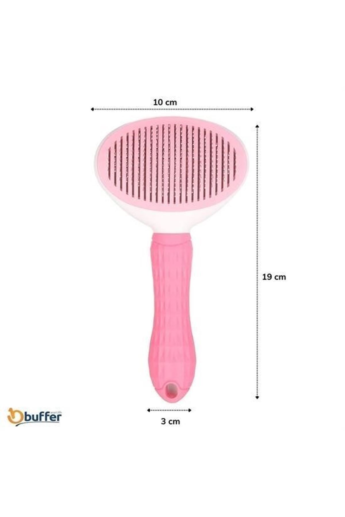 Tbl Dekor® Kedi Köpek Tüy Toplayıcı Kendini Temizleyebilen Ergonomik Saplı Evcil Hayvan Tarağı Pembe