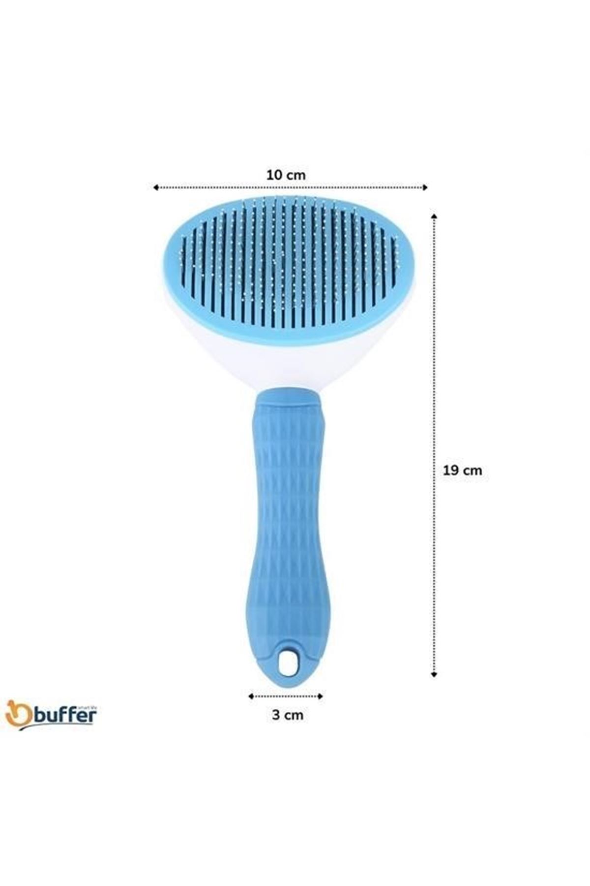 Tbl Dekor® Kedi Köpek Tüy Toplayıcı Kendini Temizleyebilen Ergonomik Saplı Evcil Hayvan Tarağı Mavi