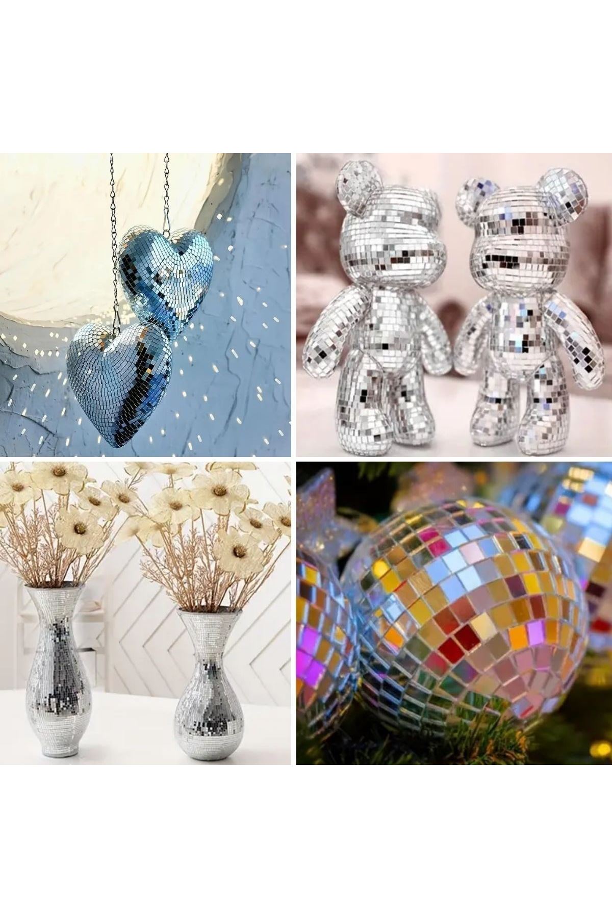 Tbl Dekor®1 Metre Uzunluğunda Gümüş Renk Aynalı Mozaik Taşlı Dekor Bandı 4 cm x 1 mt