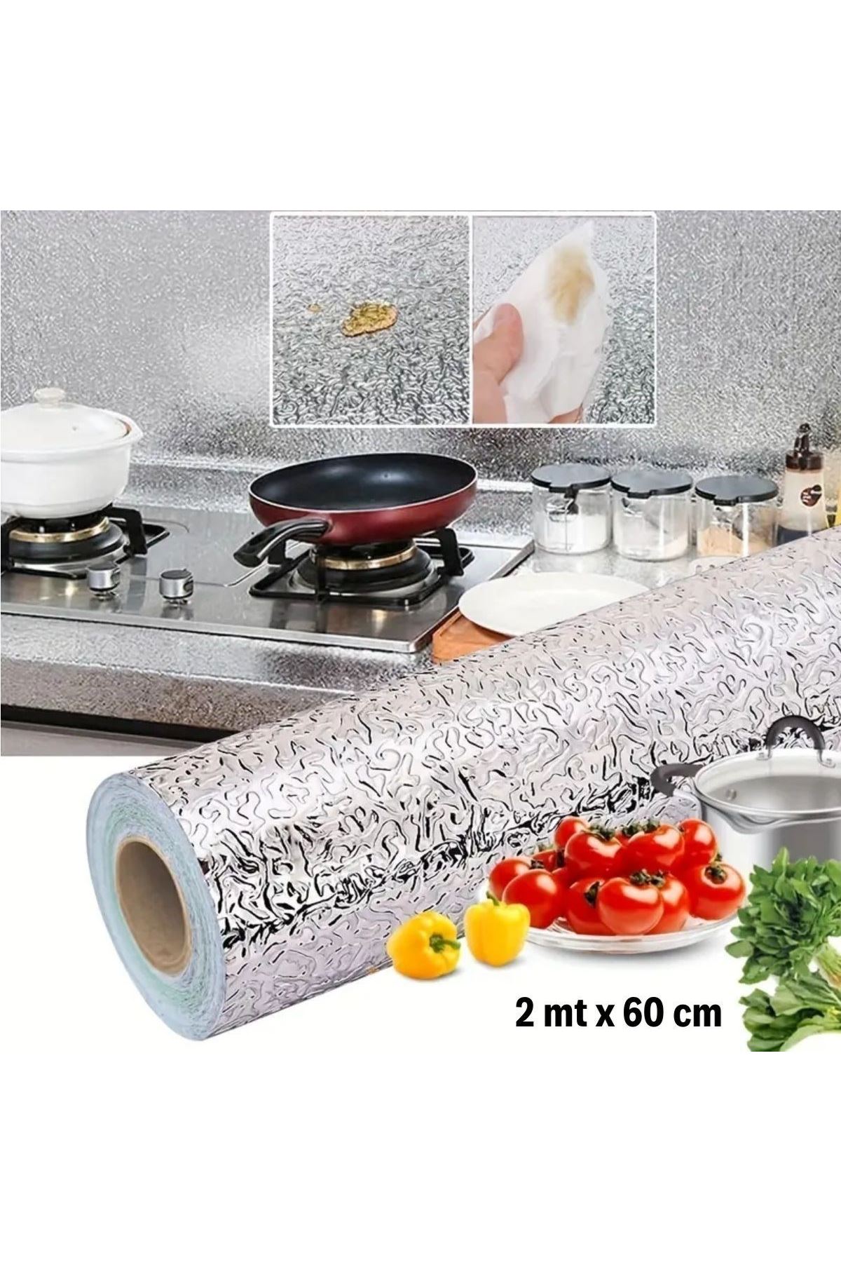 Tbl Dekor® Rulo Gümüş Alüminyum Folyo Duvar Kağıdı, Kendinden Yapışkanlı Raf İçi, Su Geçirmez Folyo  2 mt x 60 cm