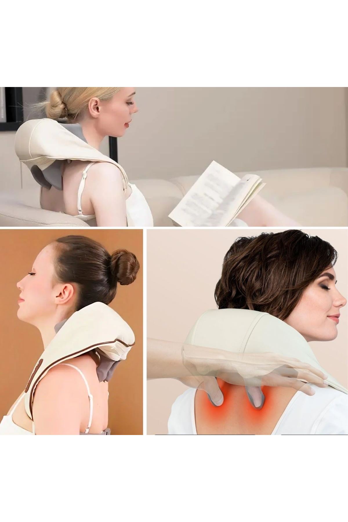 Tbl Dekor® Elektrikli Boyun ve Sırt Masaj Aleti Kablosuz Boyun ve Omuz Yoğurma Masaj Yastığı