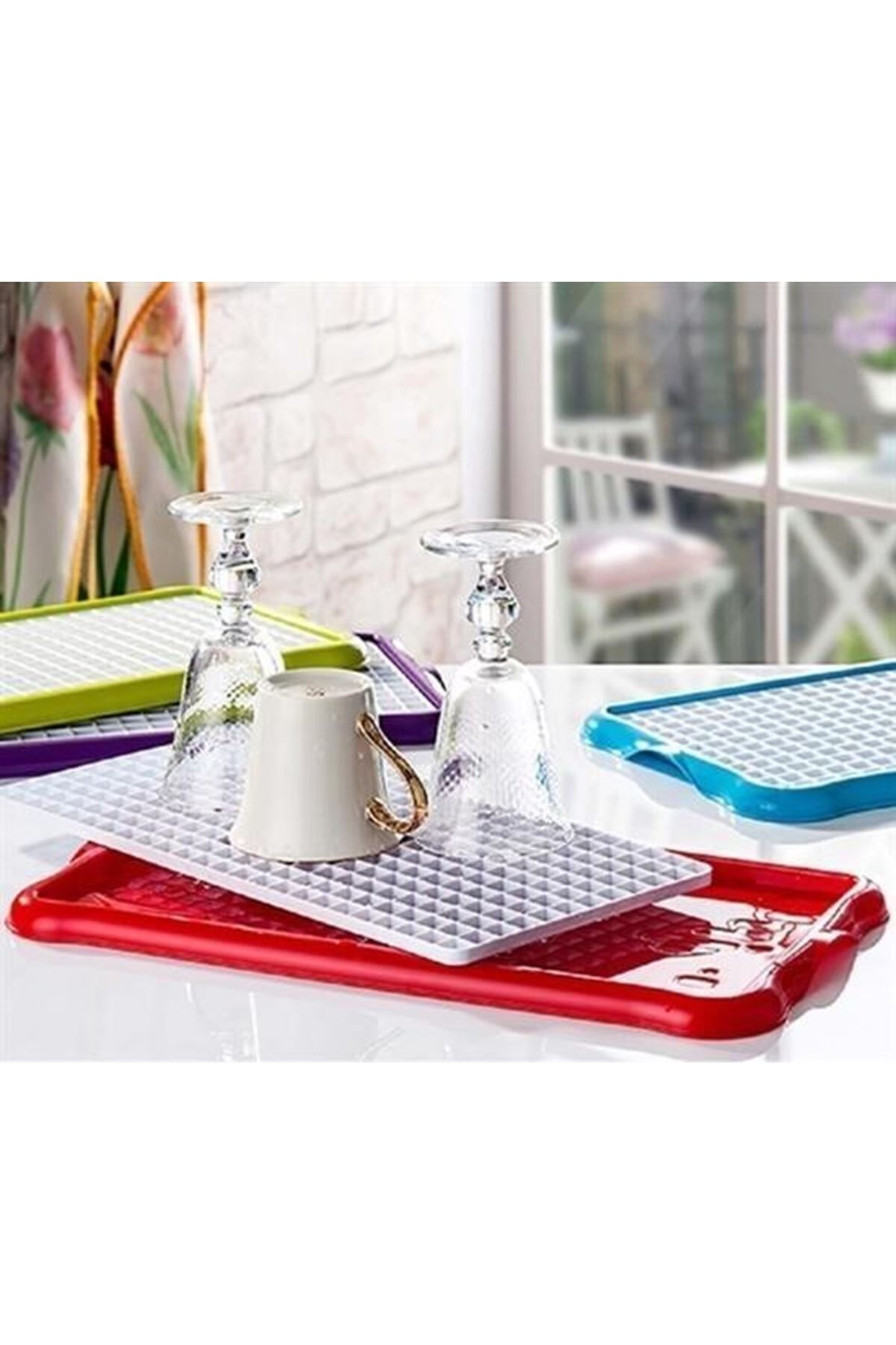 Pratik Lavabo Tezgah Üstü Bulaşık Kurutmalığı Süzmatik 22x40 cm