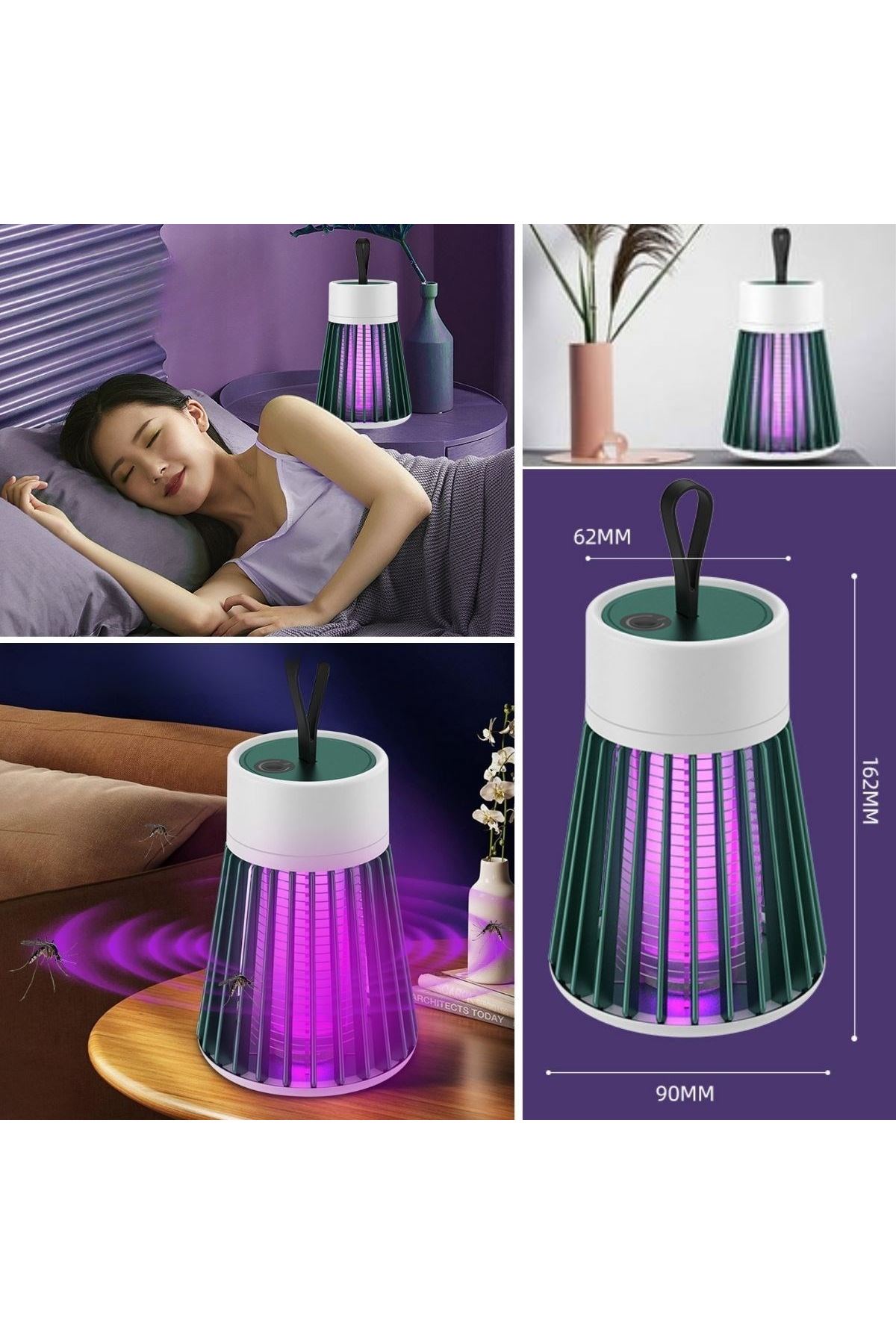 Tbl Dekor® İç ve Dış Mekanlar İçin Şarjlı Sinek Öldürücü Sivrisinek Kovucu,UV Işıklı Sineksavar Taşınabilir Gece Lambası
