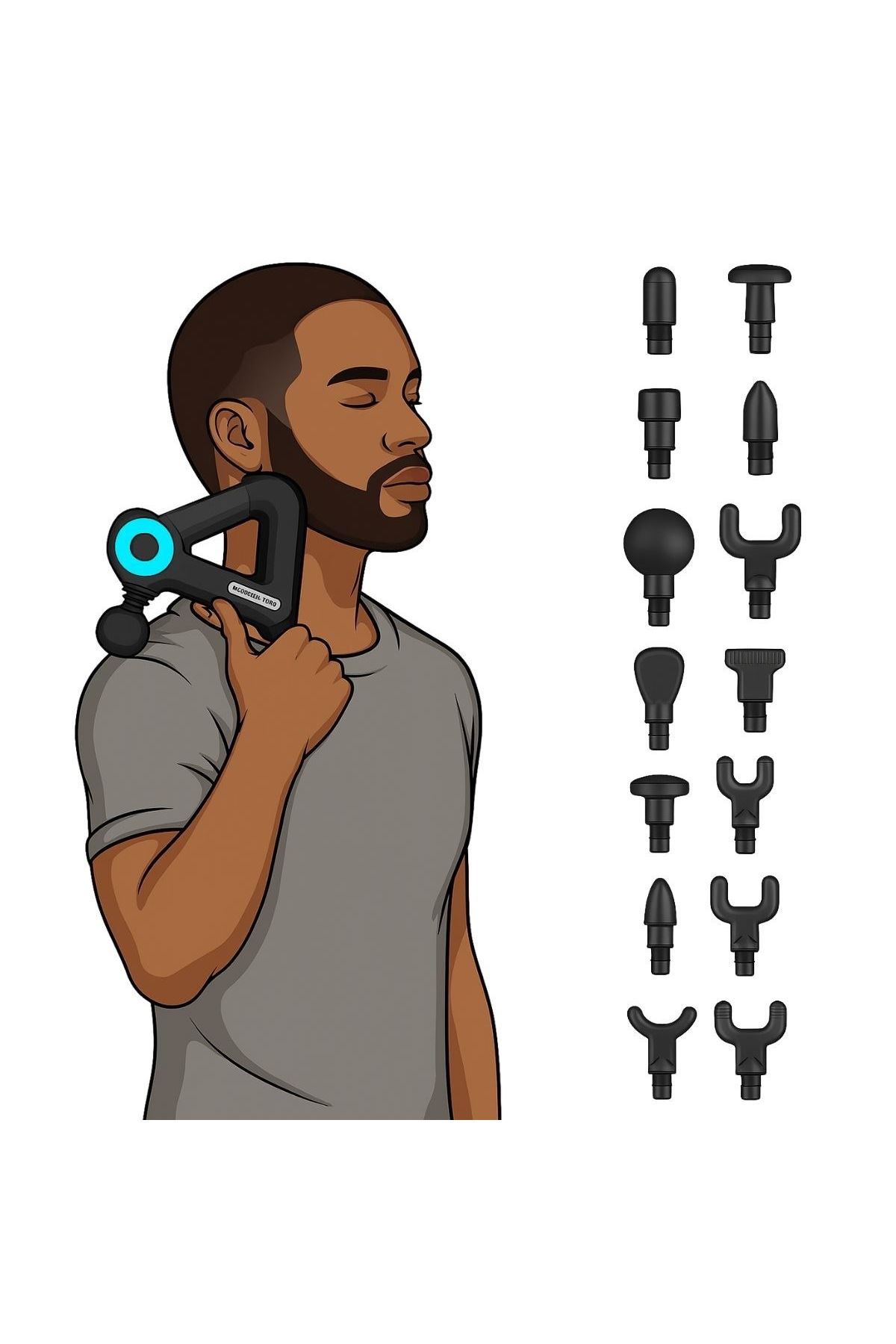 Tbl Dekor® 12 Farklı Başlıklı Profesyonel Masaj Tabancası - Kas Gevşetici ve Yorgunluk Giderici Masaj Aleti