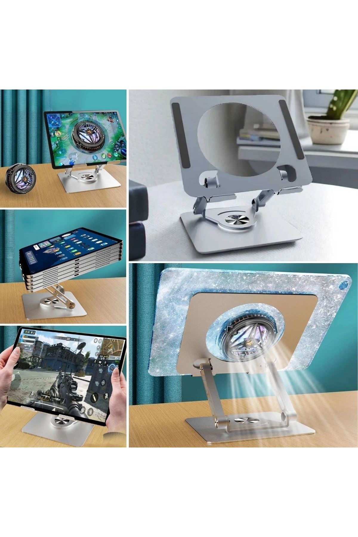 Tbl Dekor® 360 Derece Dönebilen Yükseltilmiş Masaüstü Ayarlanabilir  Metal Tablet Standı