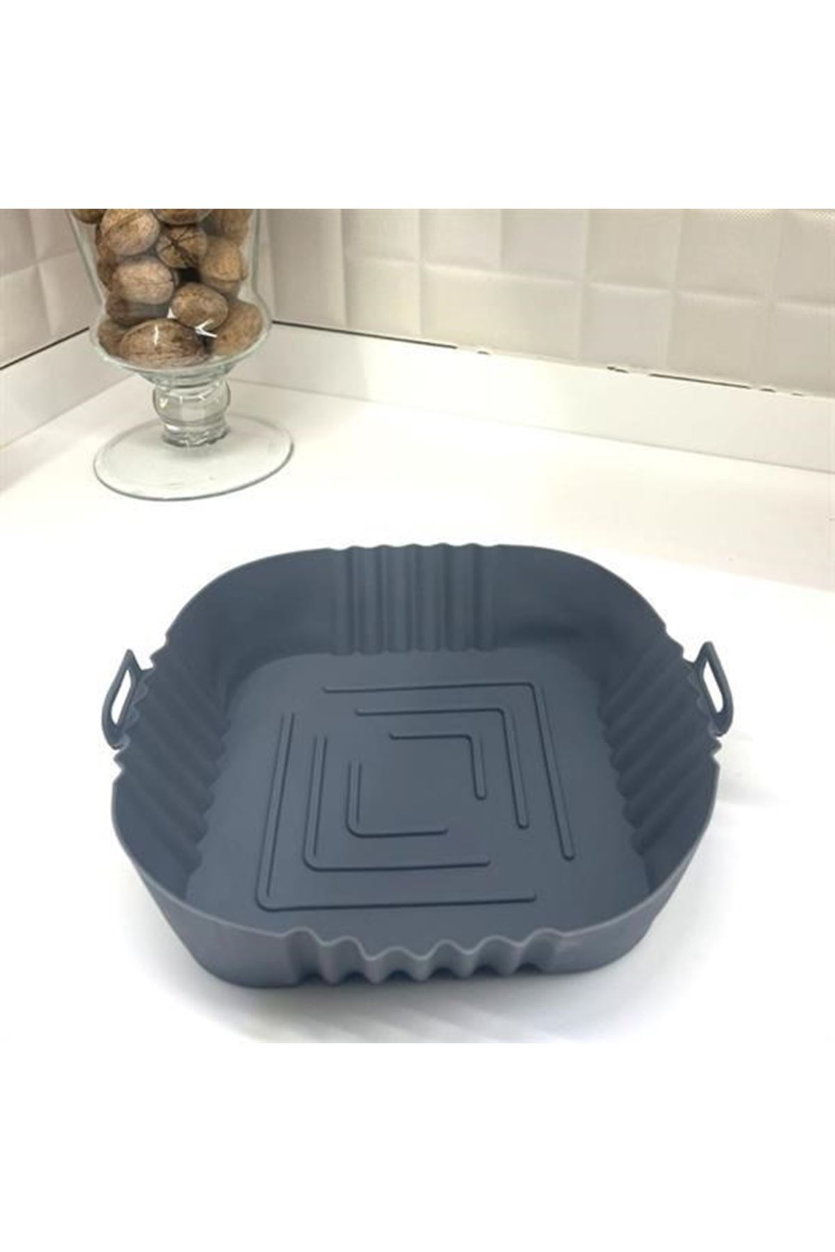 Tbl Dekor® Renkli Isıya Dayanıklı Yıkanılabilir Silikon Fırın  Airfryer Kare Model Pişirme Matı 20 cm
