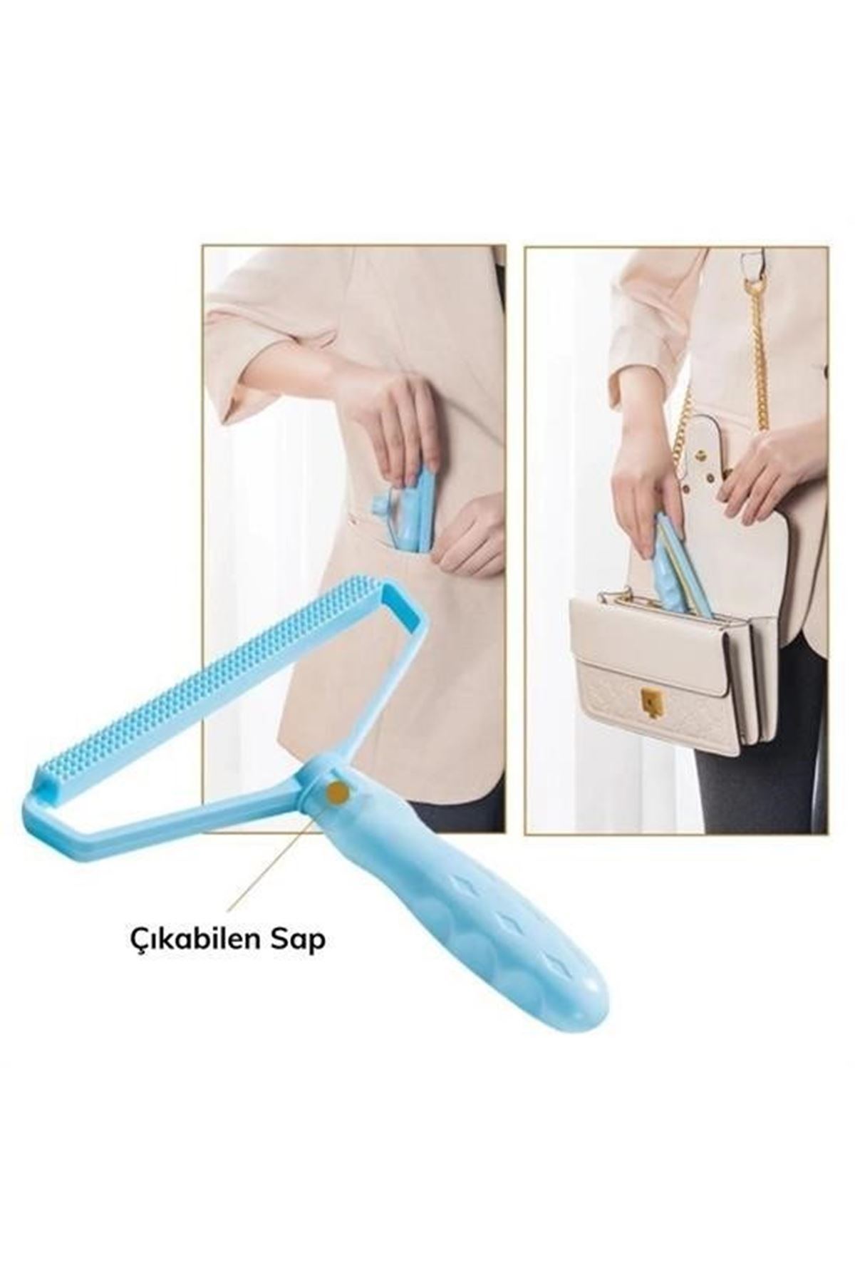 Tbl Dekor® Çift Taraflı Elbise Kazak Plastik Kumaş Tüy Alma ve Tiftik Temizleyici Toplayıcı Taşınabilir