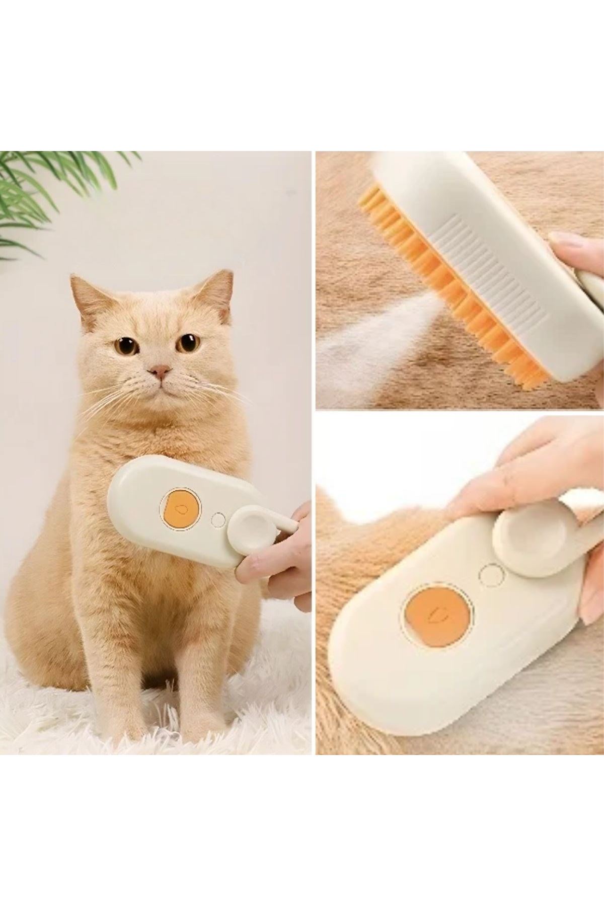 Tbl Dekor®  Saplı Su Püskürtmeli Kedi Köpek Fırçası Masaj Etkili Tüy Toplama Tarağı