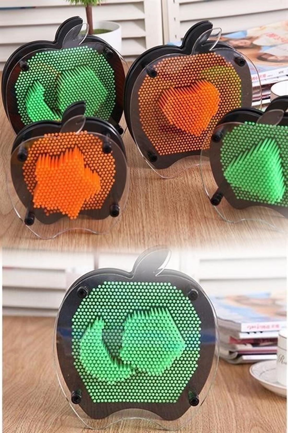 Tbl Dekor® Elma Şeklinde Pin Art Dekoratif 3D Çivi Sanatı Filografi Tahtası