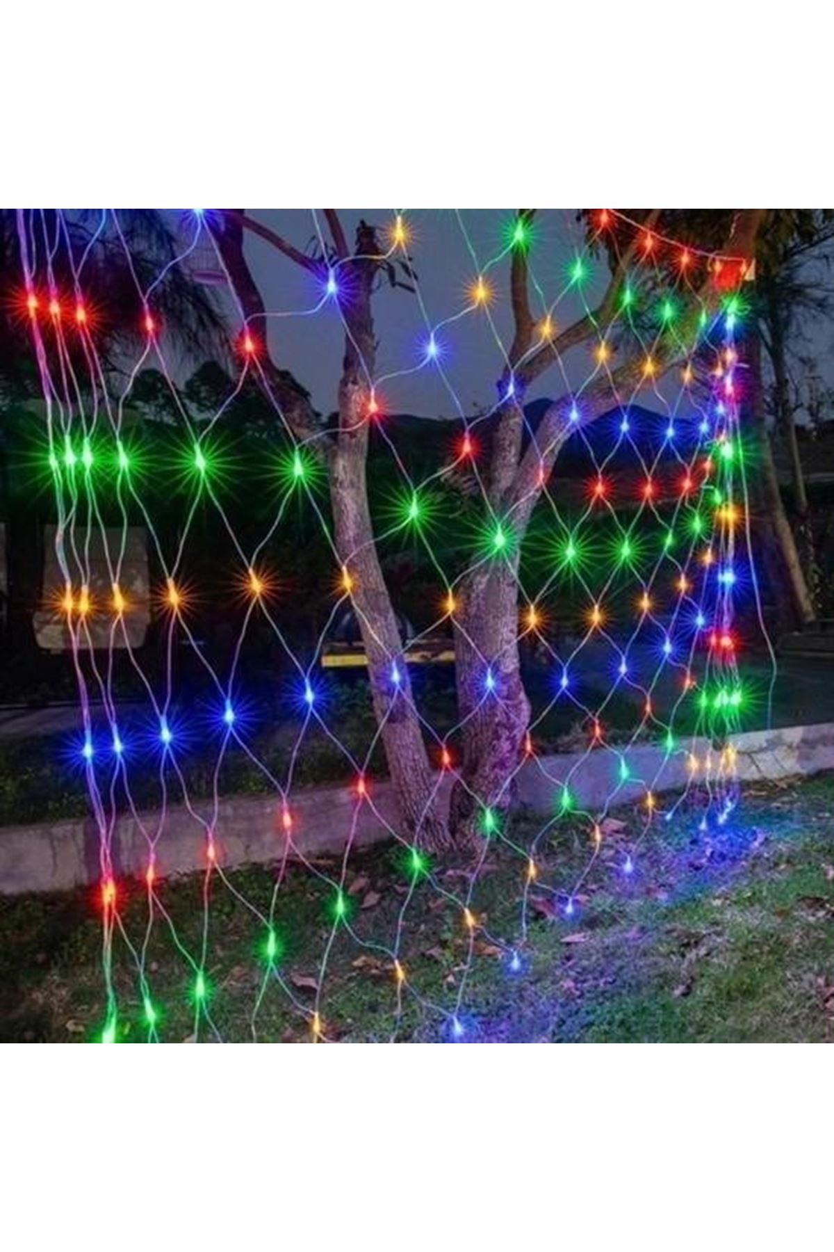 Tbl Dekor® 1x2 Metre Dekoratif File Ağ Perde 192 LED 8 Animasyonlu Farklı Işık Modu RGB Fişli