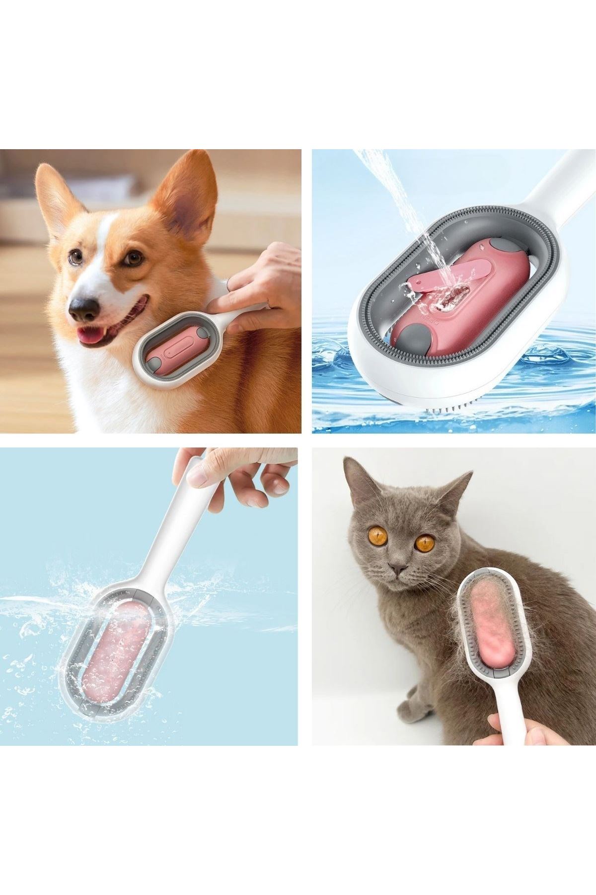 Tbl Dekor® Su Hazneli Kedi ve Köpek Tüyü Toplamama Fırçası Su Hazneli Pet Tarağı