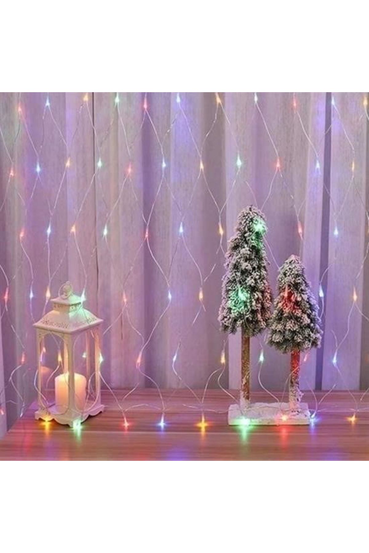 Tbl Dekor® 1x2 Metre Dekoratif File Ağ Perde 192 LED 8 Animasyonlu Farklı Işık Modu RGB Fişli