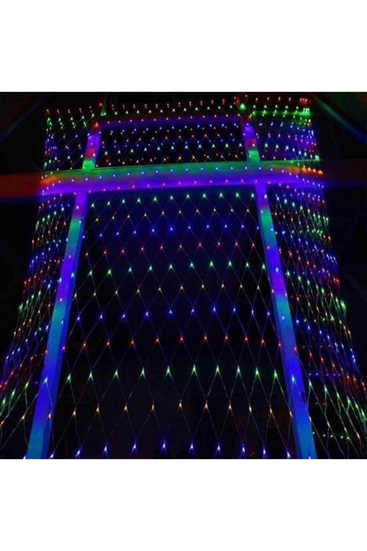 Tbl Dekor® 1x2 Metre Dekoratif File Ağ Perde 192 LED 8 Animasyonlu Farklı Işık Modu RGB Fişli