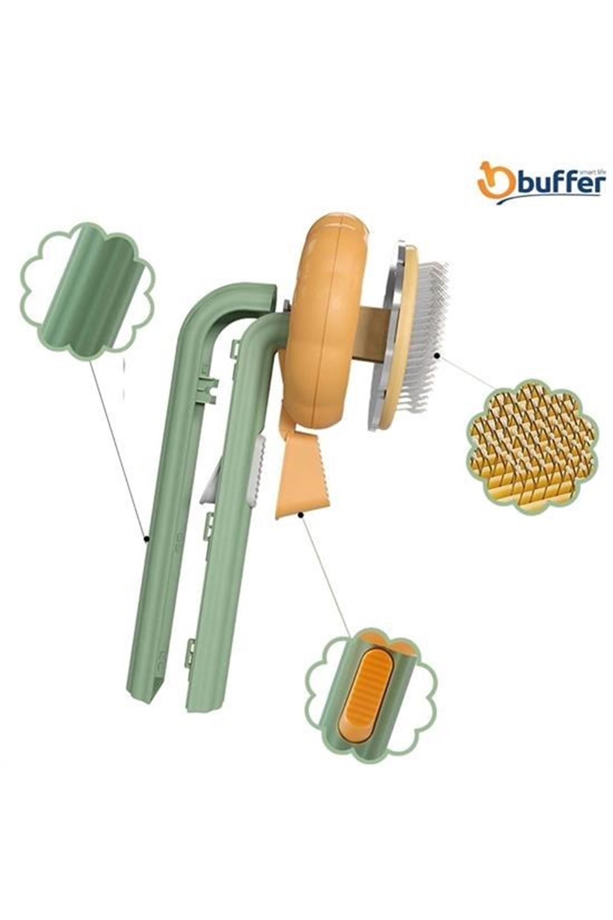 Tbl Dekor Plastik Yeşil Evcil Hayvan Bakım  Pet Fırçası Çok Amaçlı Pet Fırçası Yeşil