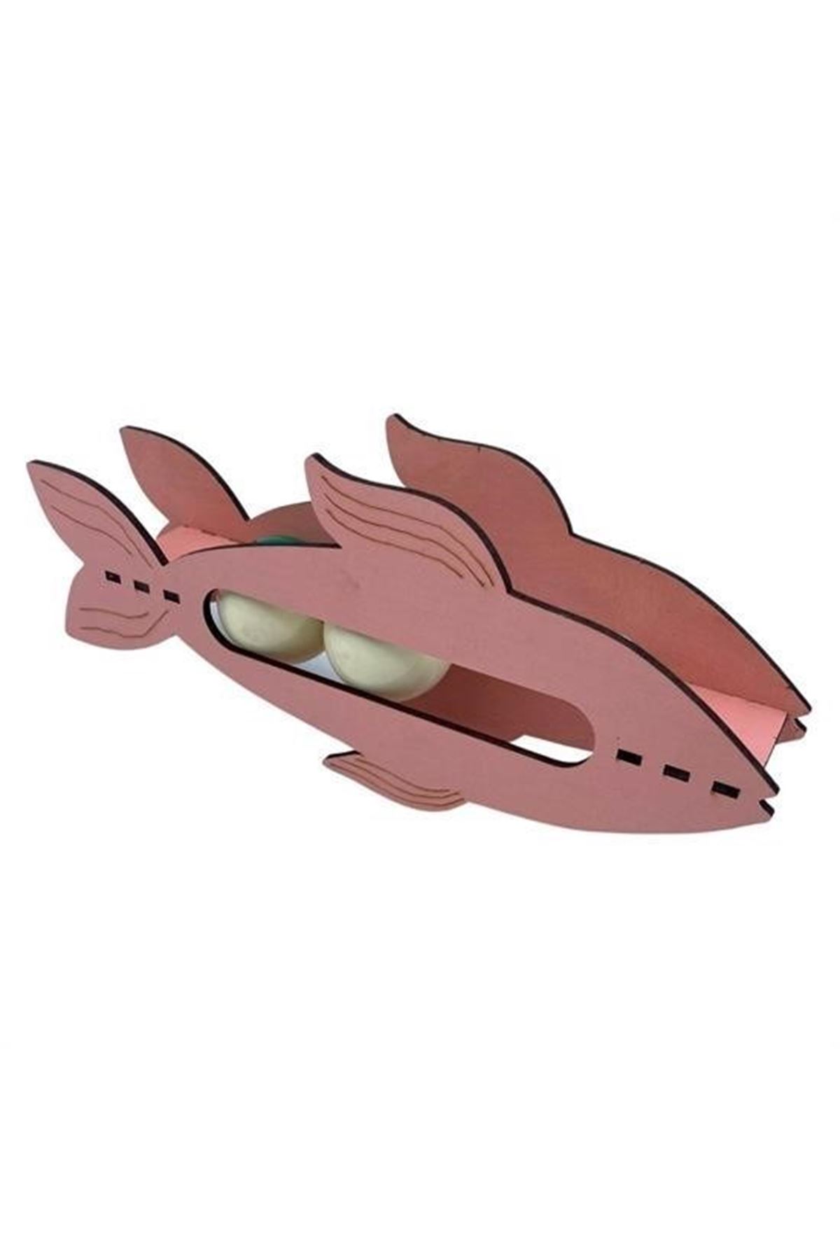 Tbl Dekor®  Kediler İçin Ahşap 2 Toplu Eğimli  Sevimli Balık Şeklinde Eğitim Amaçlı Oyuncak