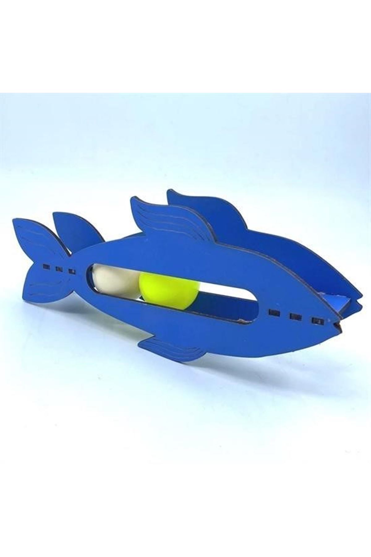 Tbl Dekor®  Kediler İçin Ahşap 2 Toplu Eğimli  Sevimli Balık Şeklinde Eğitim Amaçlı Oyuncak