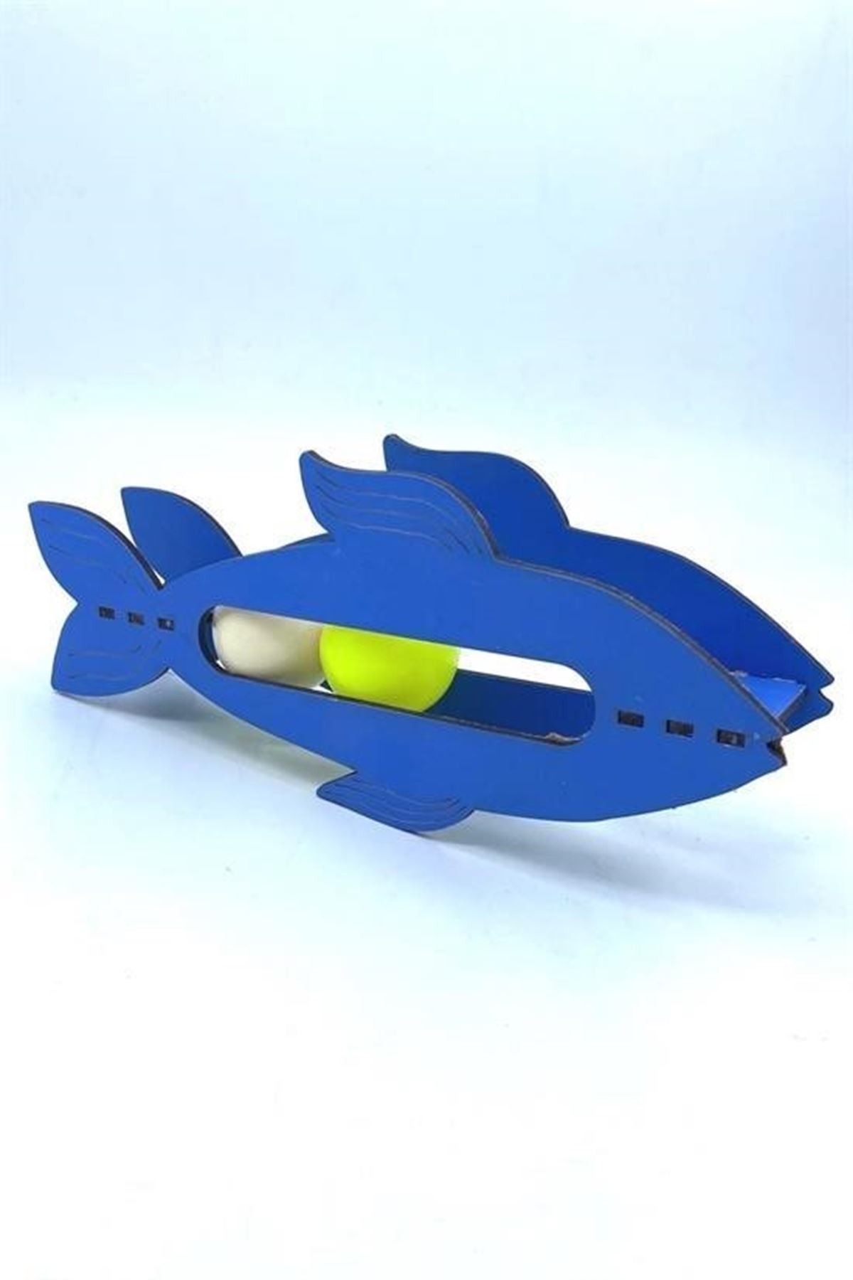 Tbl Dekor®  Kediler İçin Ahşap 2 Toplu Eğimli  Sevimli Balık Şeklinde Eğitim Amaçlı Oyuncak