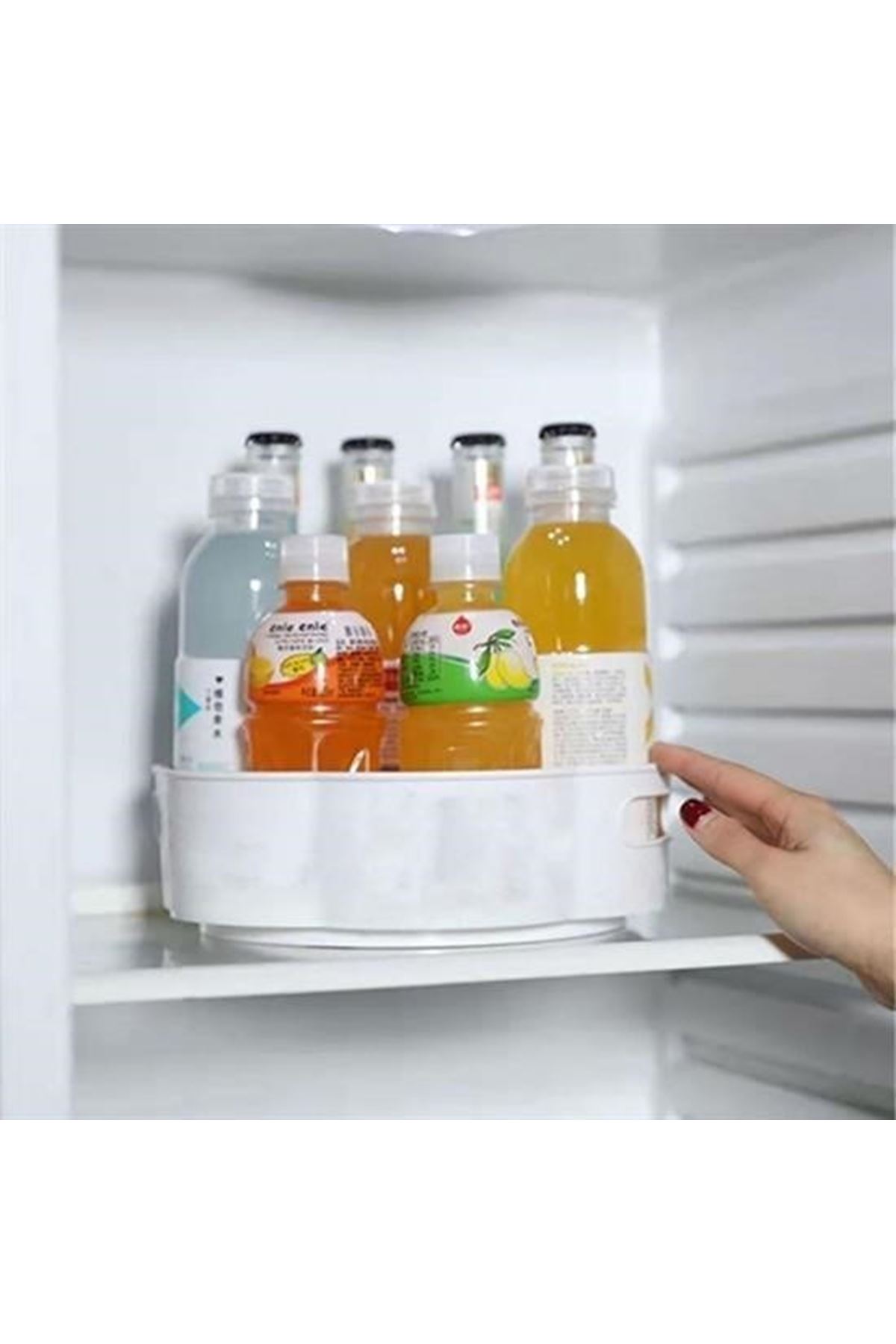 Tbl Dekor® 360 Derece Dönebilen Mekanizmalı Yuvarlak Tepsi Formlu Sunum ve Servis Organizer Tablası