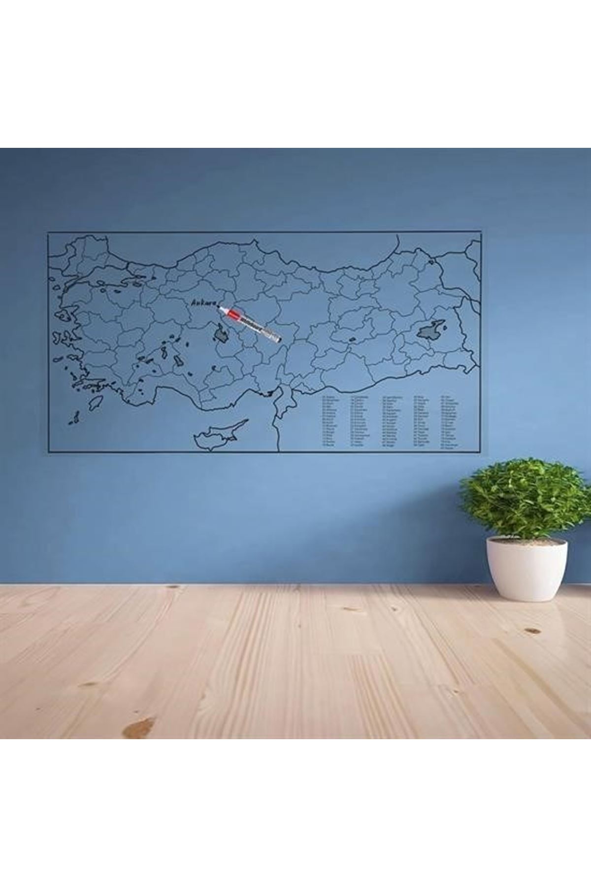 Yazılabilir Türkiye Haritası Manyetik Duvar Stickerı 110 x 56 cm