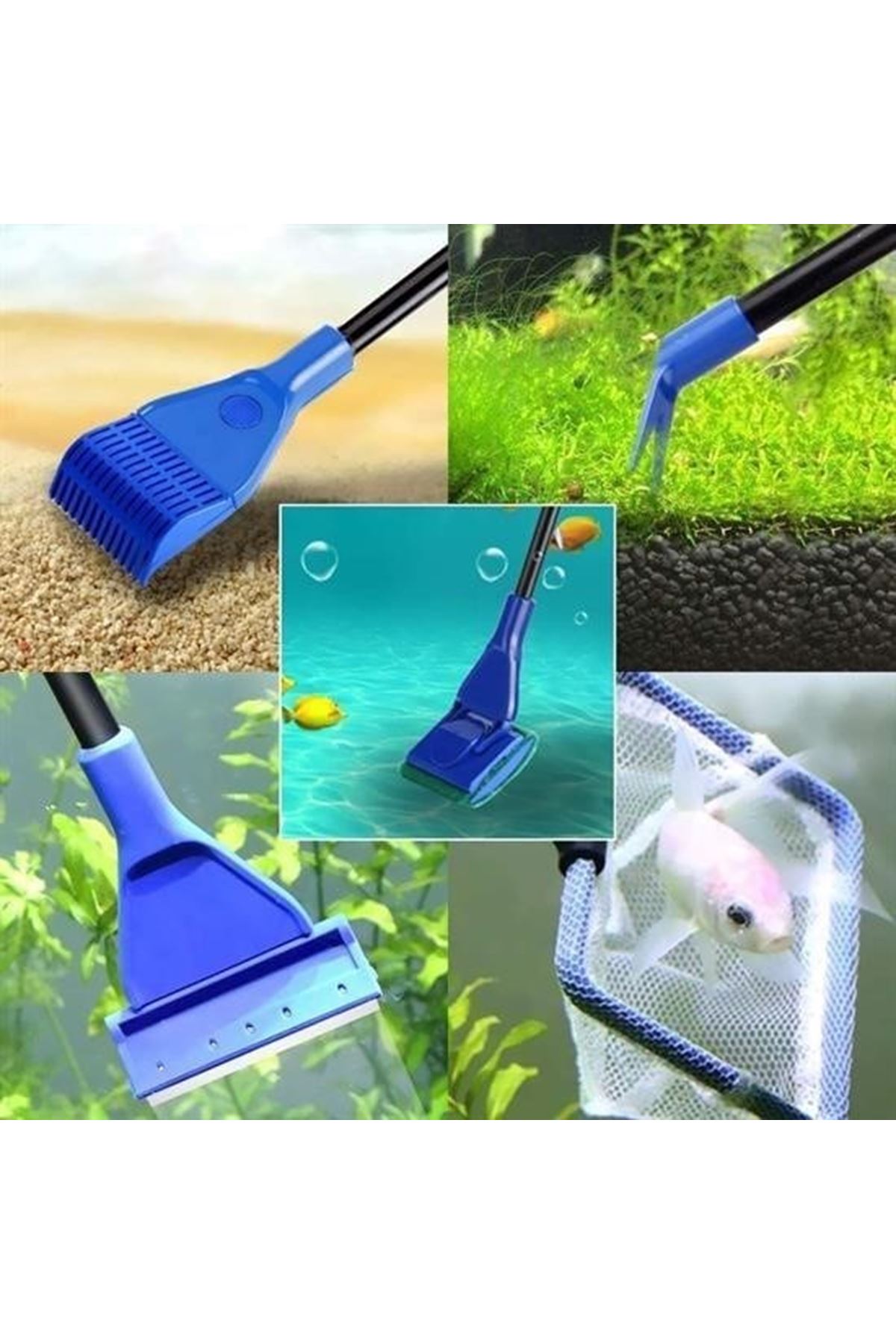 Tbl Dekor® 5 in 1 Akvaryum Tankı Temizleme Seti Akvaryum Balığı Bakım Seti