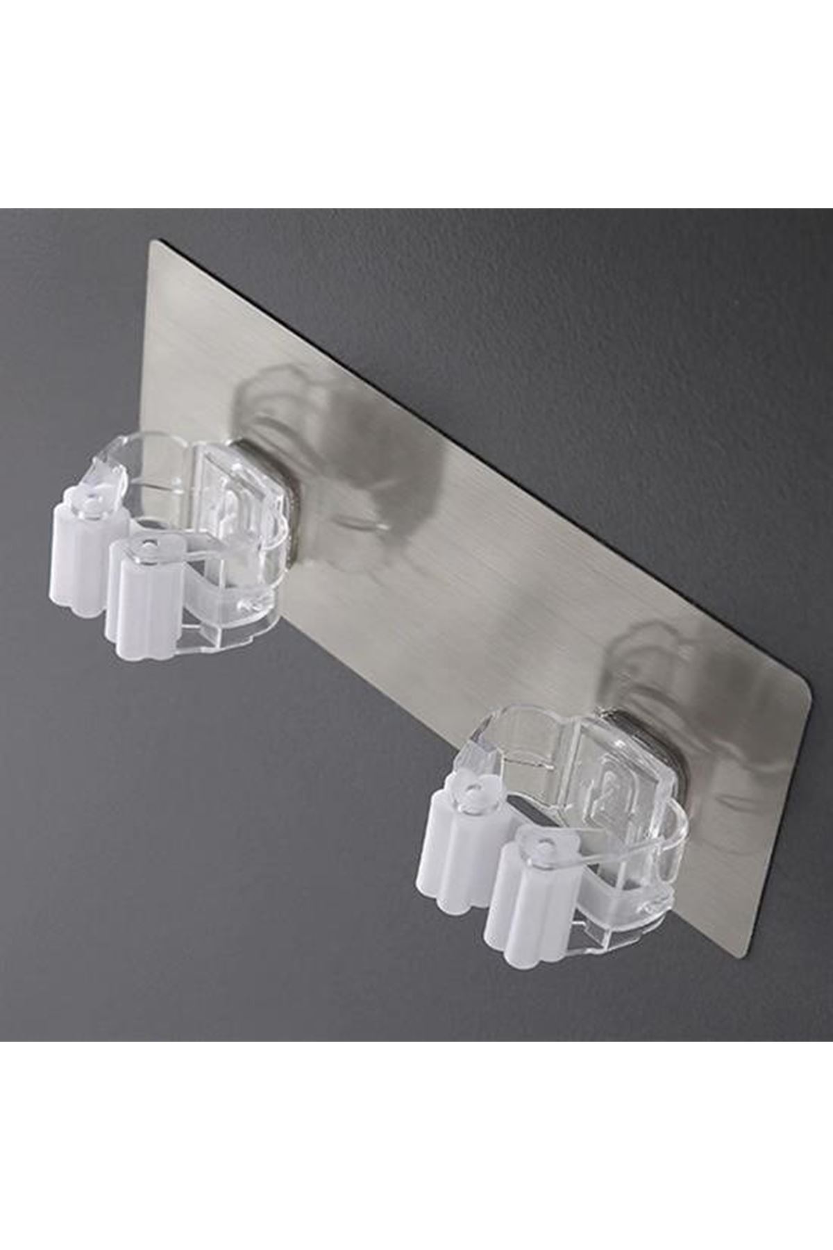 Tbl Dekor® Pratik Organizer 4lü Yapışkanlı Fırça Paspas Mop Fırça Sabitleyici Ergonomik Alet Aparatı