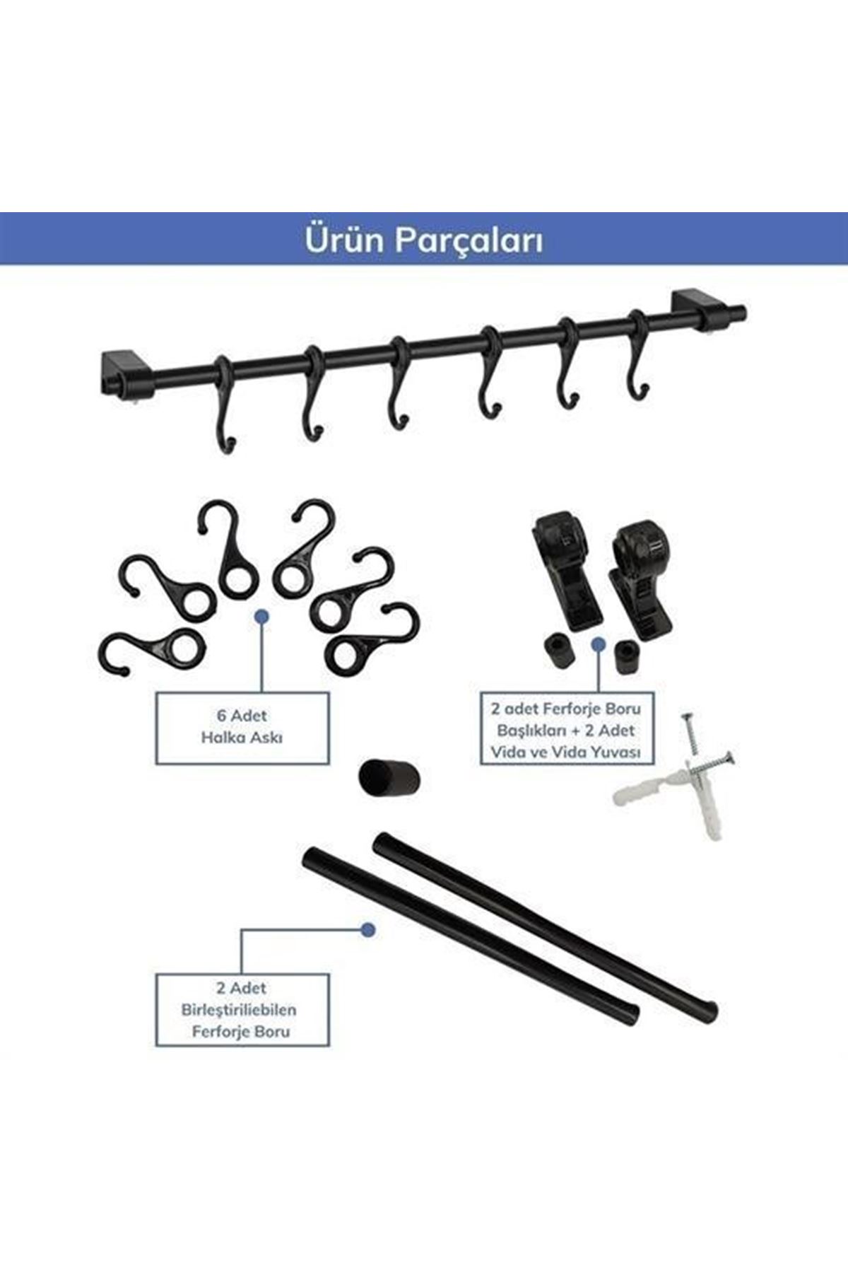 Tbl Dekor® Duvara Monte Edilen 6 Kancalı Dekor Kaşıklık ve Kupa Askısı