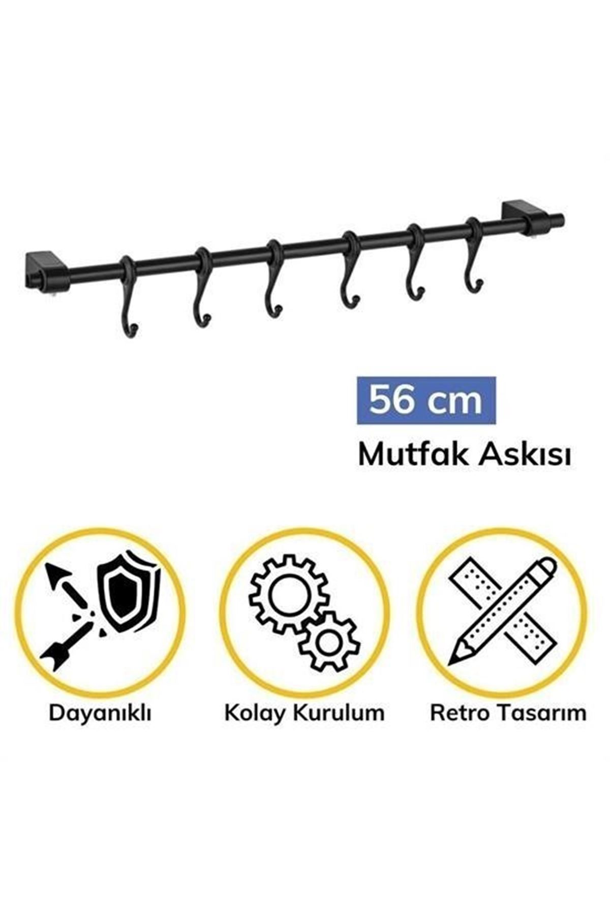 Tbl Dekor® Duvara Monte Edilen 6 Kancalı Dekor Kaşıklık ve Kupa Askısı