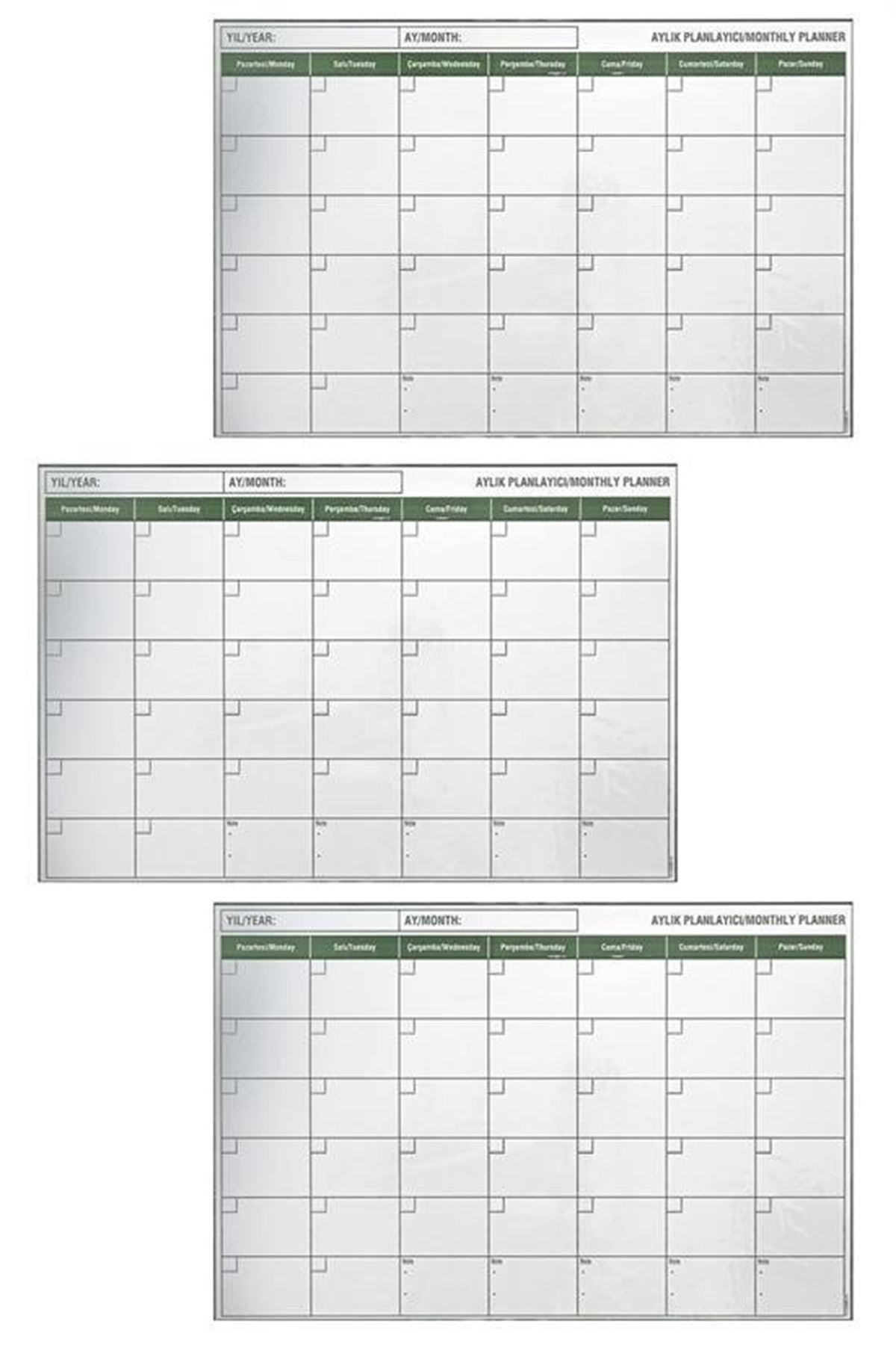 Tbl Dekor® Manyetik Yapışkanlı Bir Aylık Program Planlayıcı Takvim 85x56 cm