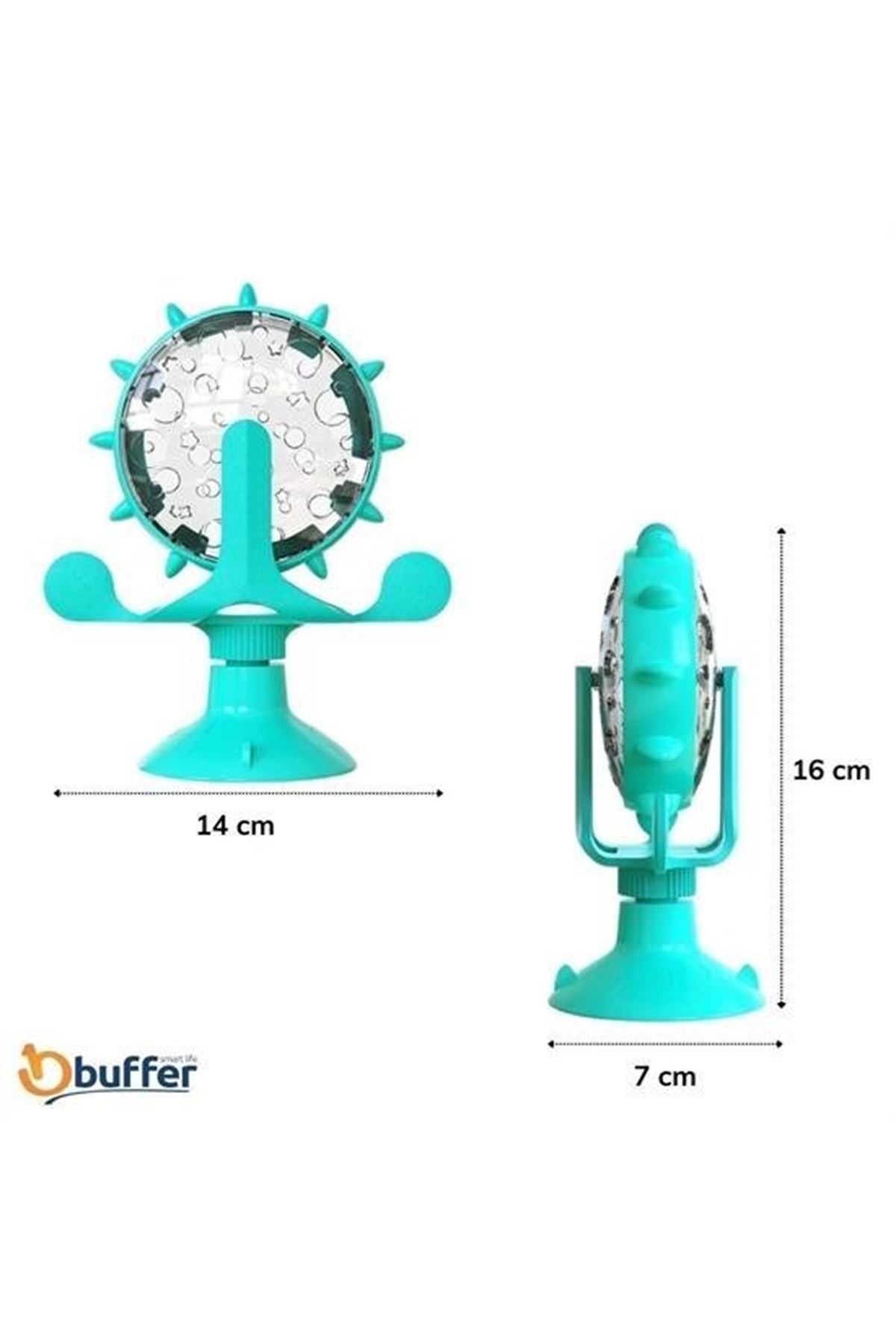 Tbl Dekor® Vantuzlu Zilli İnteraktif Dönebilen Mama Kaplı Renkli Eğlenceli Eğitici Kedi Oyuncağı