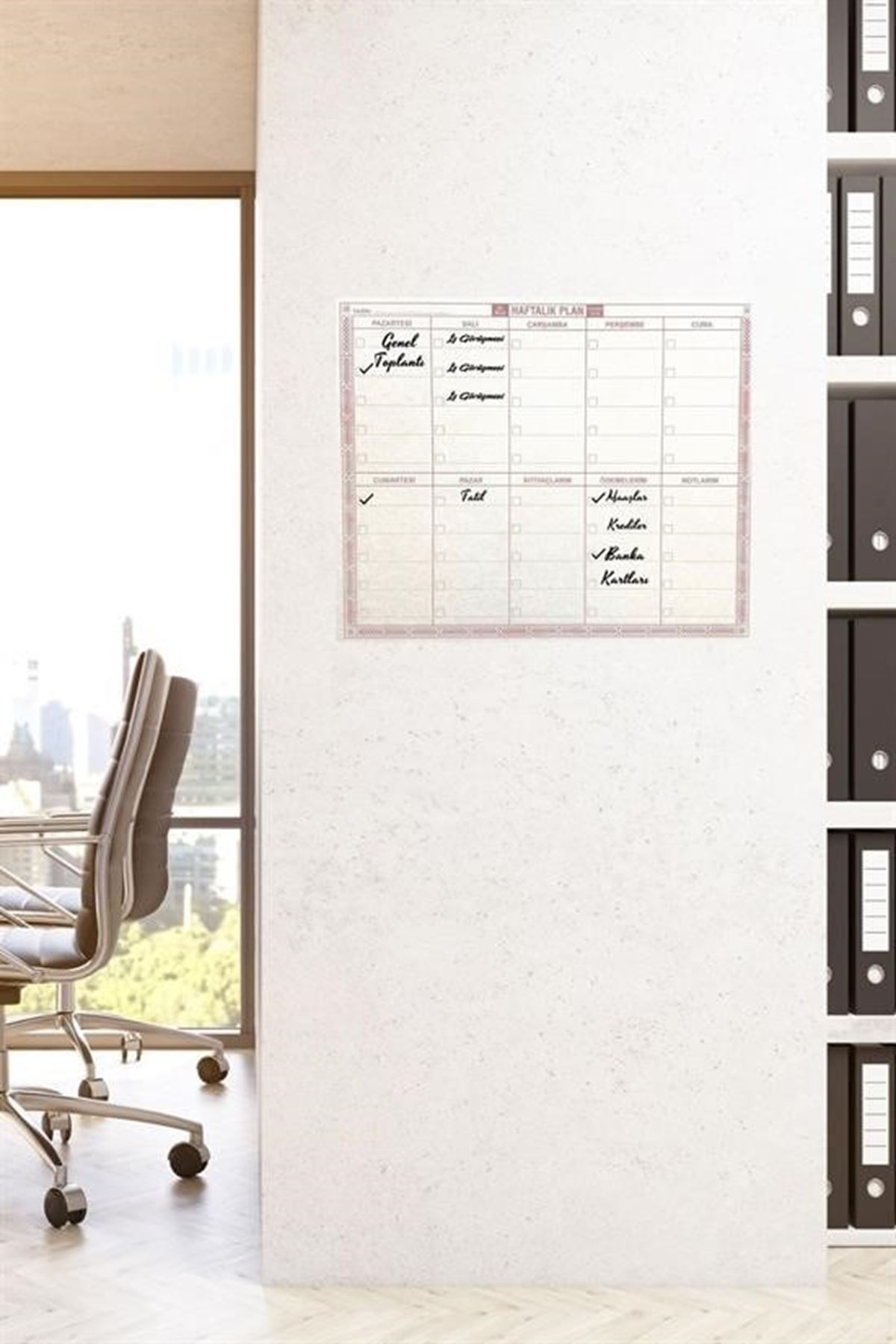 Tbl Dekor® Şeffaf Kendiliğinden Yapışkanlı Kalemli Haftalık Planlayıcı 40cm-50cm