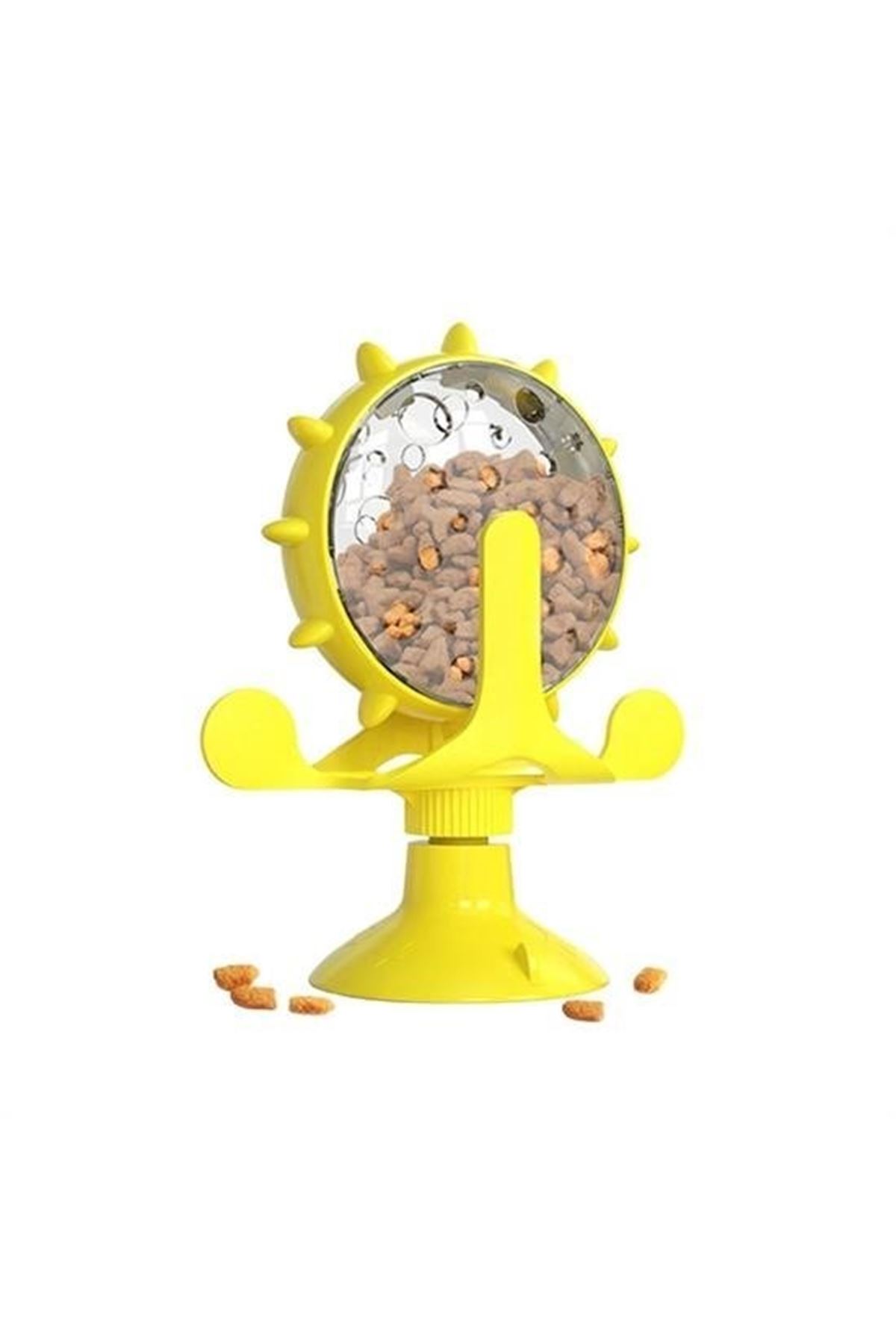 Tbl Dekor® Vantuzlu Zilli İnteraktif Dönebilen Mama Kaplı Renkli Eğlenceli Eğitici Kedi Oyuncağı