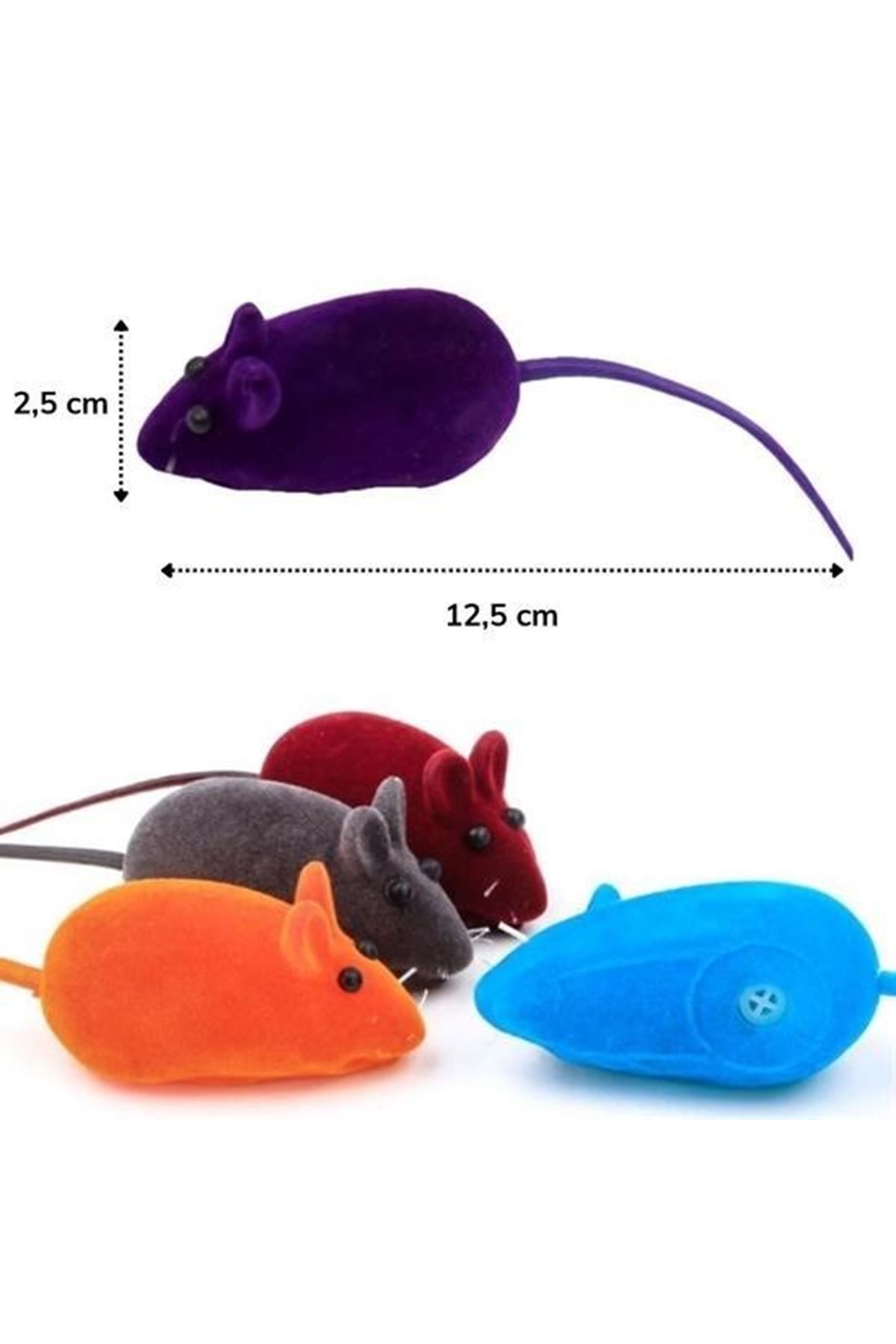 Tbl Dekor® 2li Evcil Hayvan Eğitim Sevimli Elastik Kedi Fare Yakalama İnteraktif Sesli Eğitim Oyuncağı