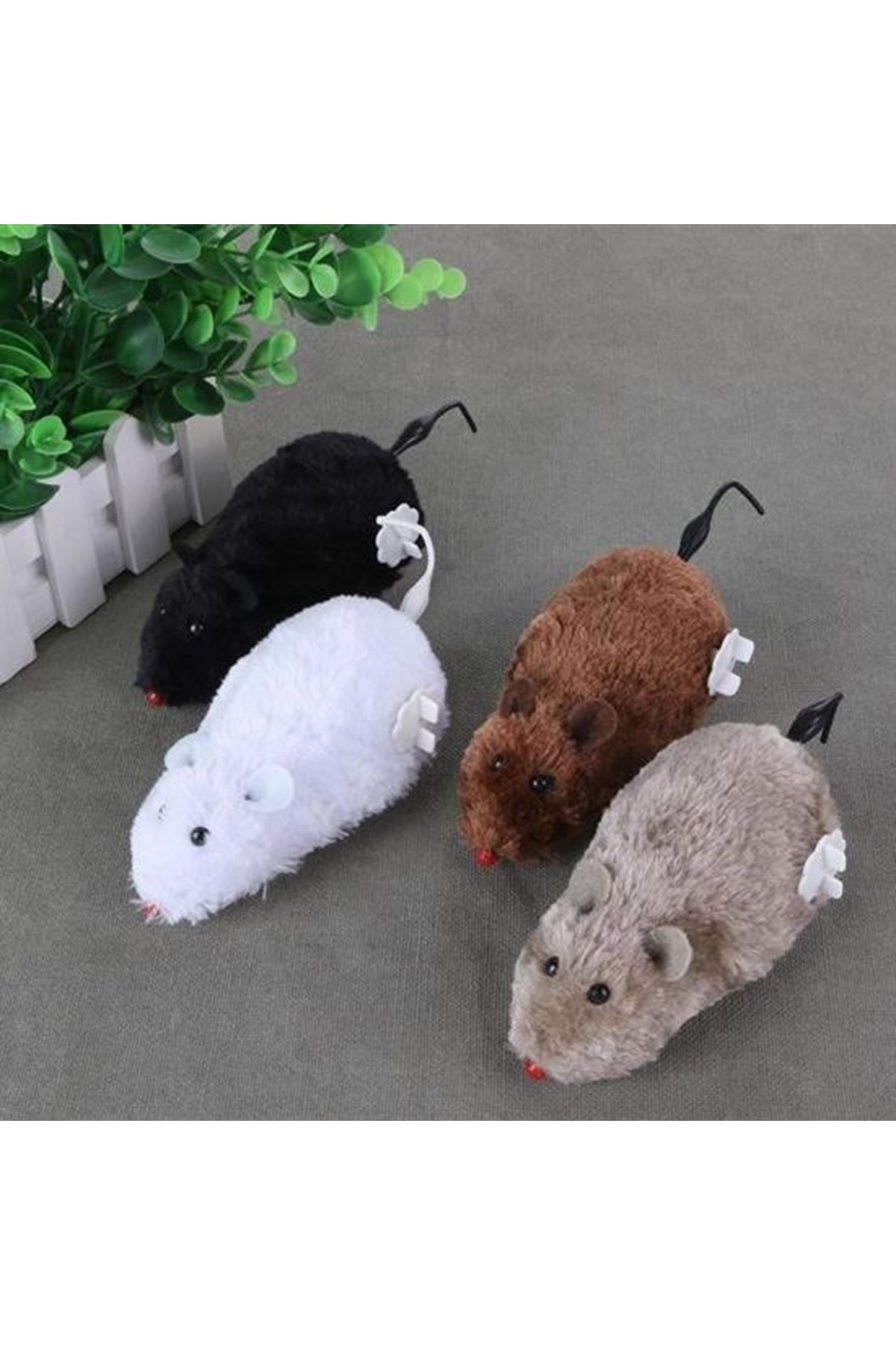 Tbl Dekor® Kurmalı Kedi Eğitim Oyuncağı Tüylü Peluş Fare Yakalama İnteraktif Sevimli Eğlenceli Oyuncak