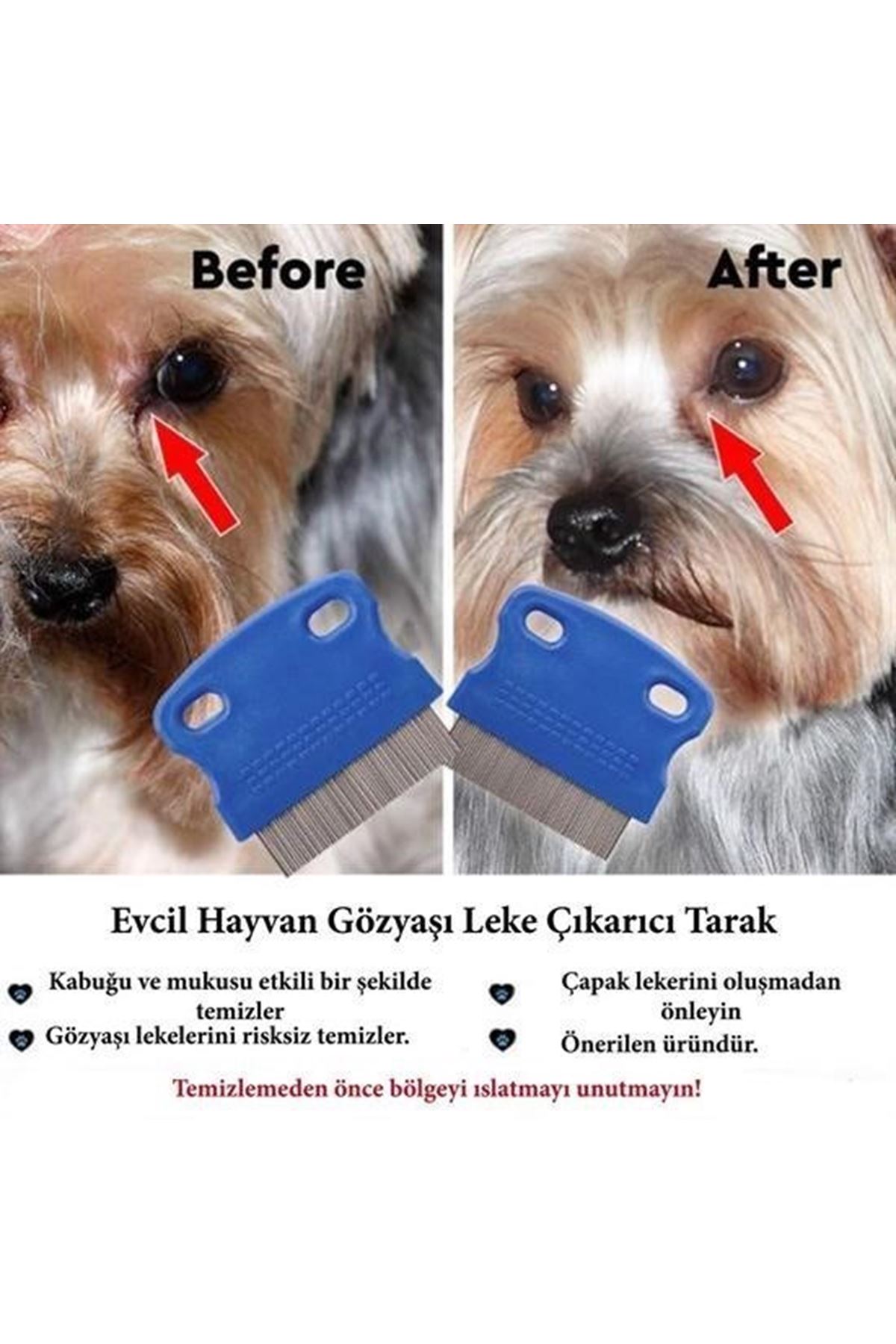 Tbl Dekor® Evcil Hayvan Kedi Köpek Pire Tarağı ve Köpek Gözyaşı Lekesi Tarağı