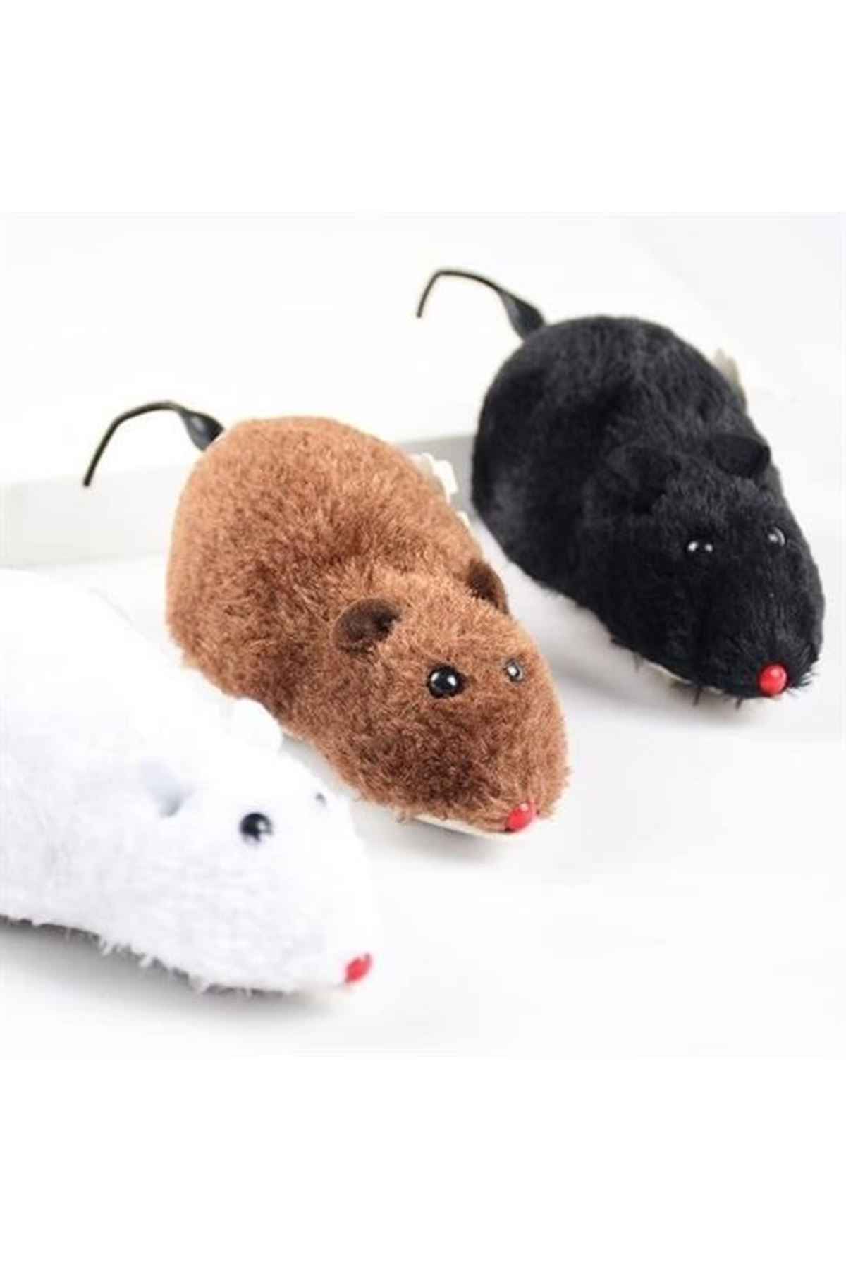 Tbl Dekor® Kurmalı Kedi Eğitim Oyuncağı Tüylü Peluş Fare Yakalama İnteraktif Sevimli Eğlenceli Oyuncak