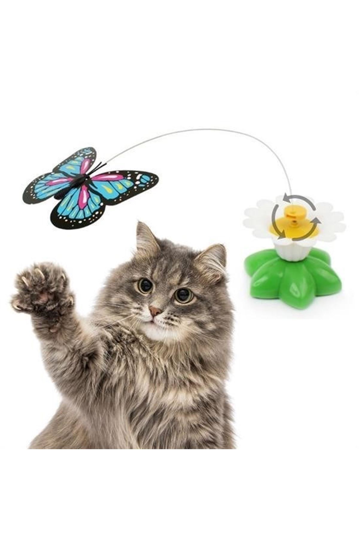 Tbl Dekor® Hareketli Dönen Kelebek - Kedi Oyuncağı ( Pille Çalışır)