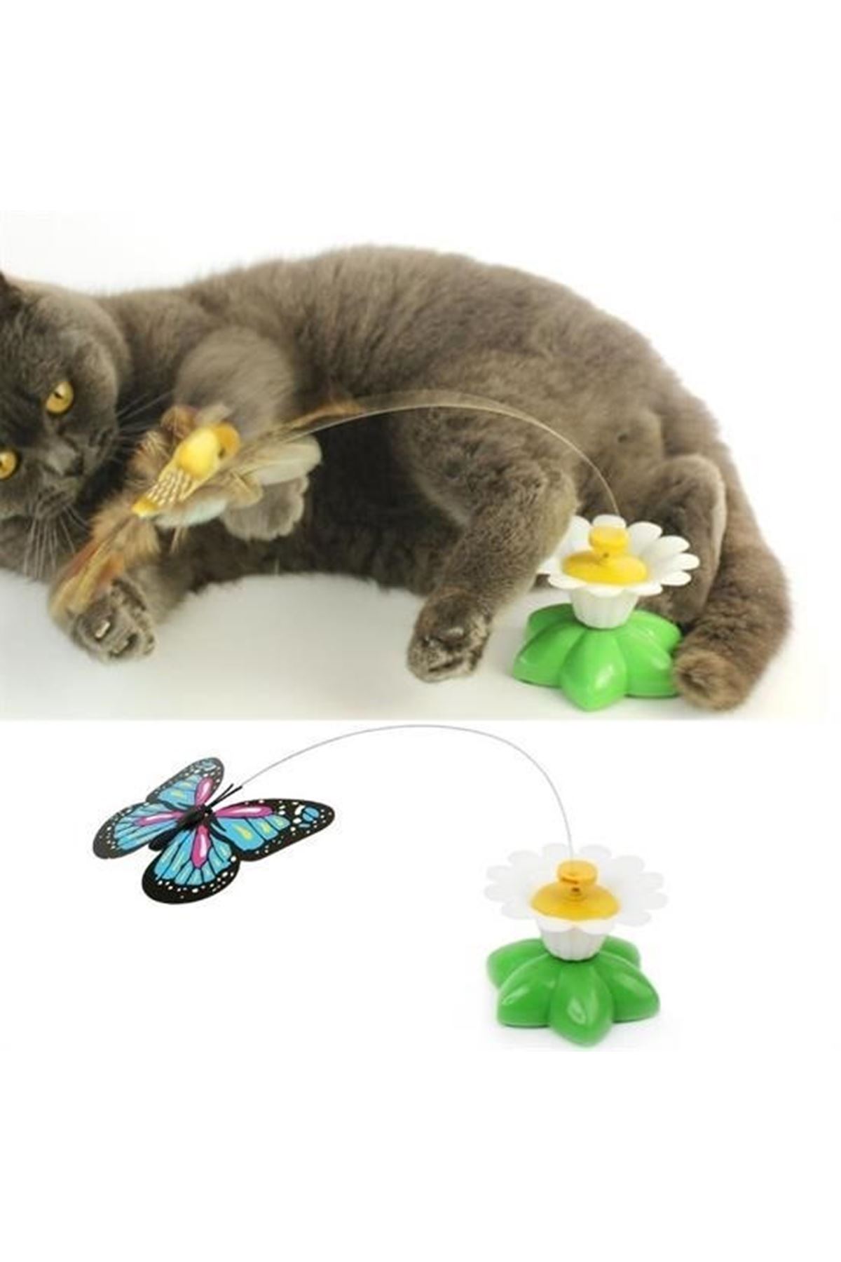 Tbl Dekor® Hareketli Dönen Kelebek - Kedi Oyuncağı ( Pille Çalışır)