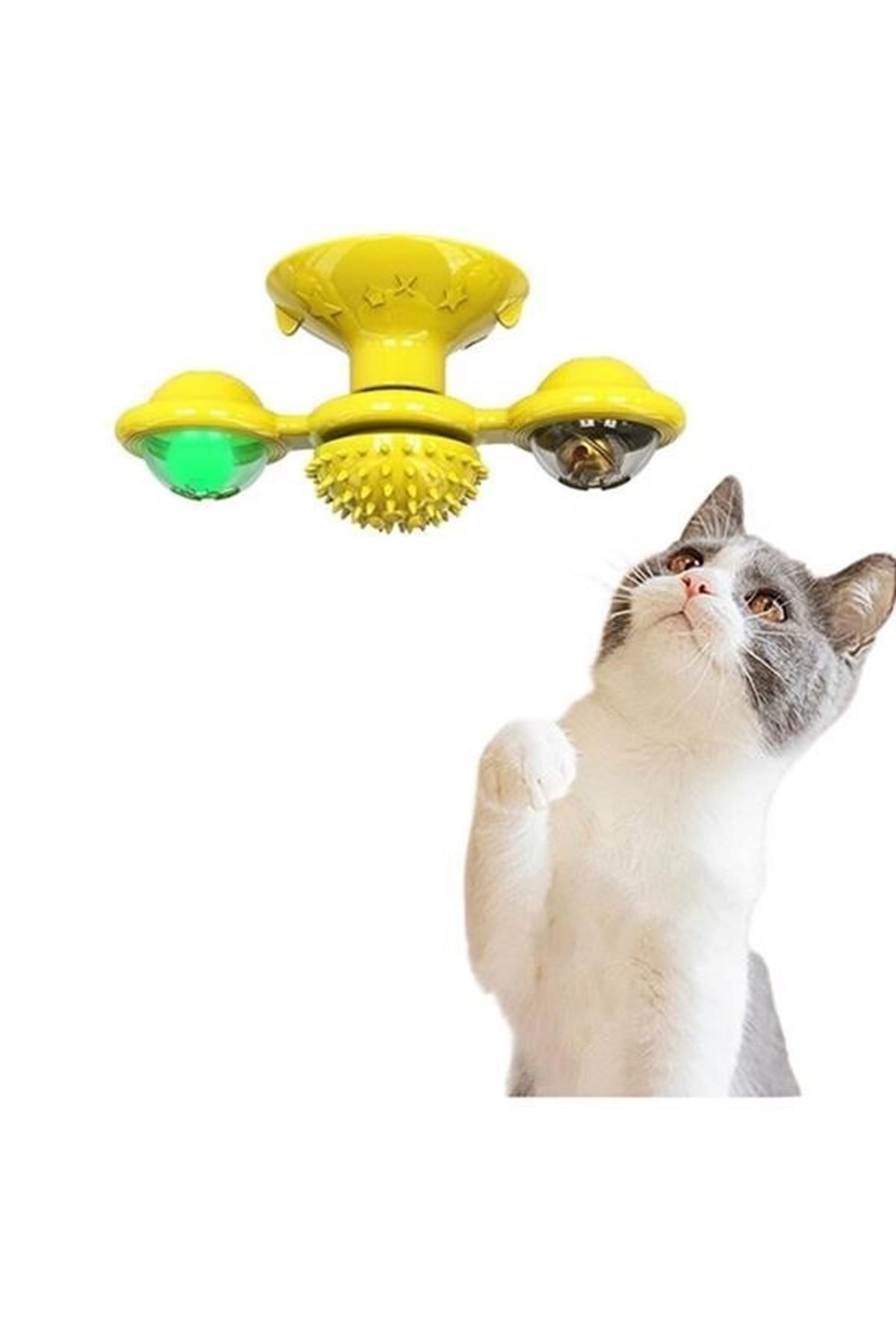 Tbl Dekor® Pet Malzemeleri Vantuzlu Fırıldak Toplu Dönen Şeffaf Depo Tasarım İnteraktif Kedi Oyuncağı