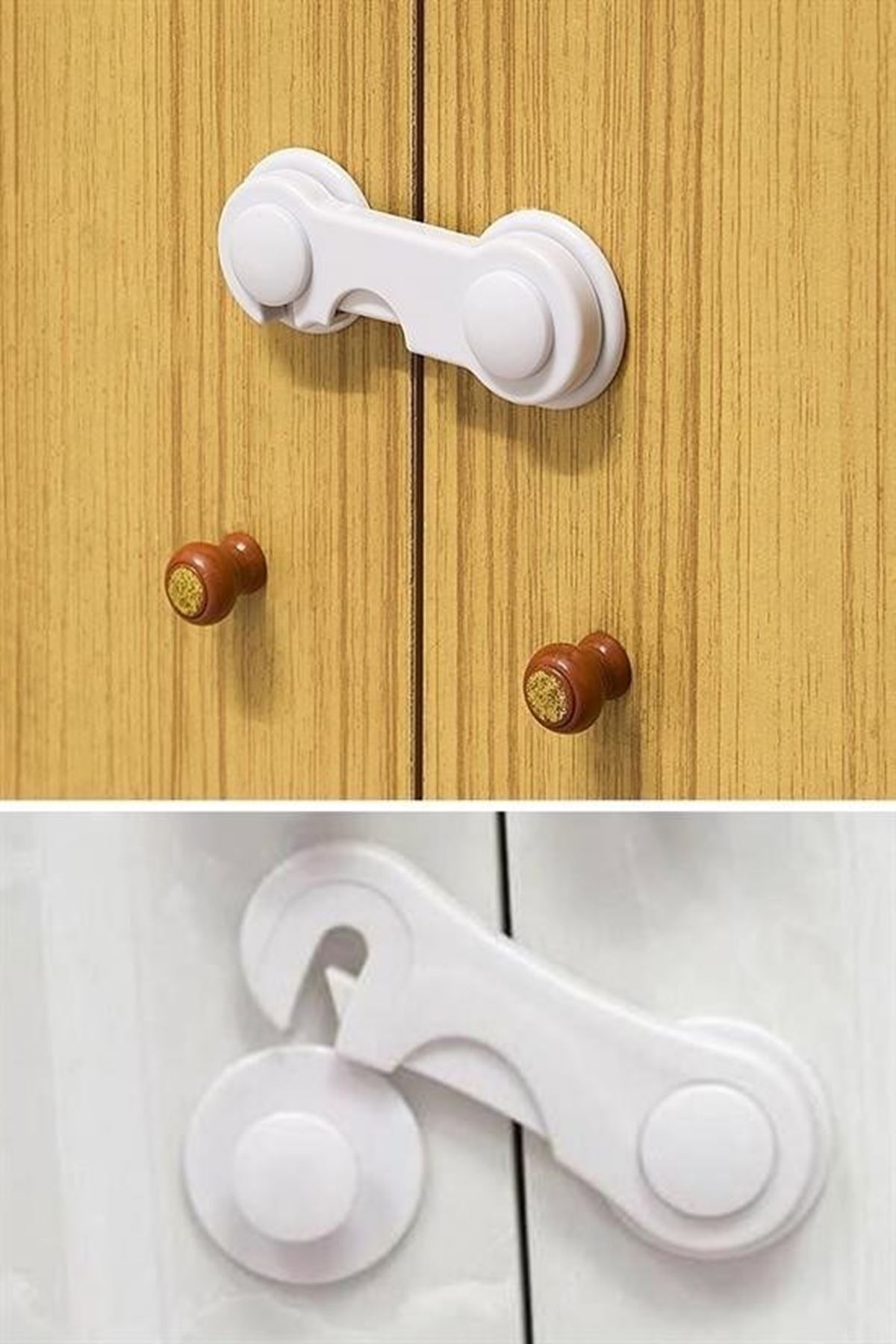 Tbl Dekor® Bebek Çocuk Güvenliği Çekmece ve Dolap İçin Kendiliğinde Yapışkanlı Vidasız Kapak Kilidi