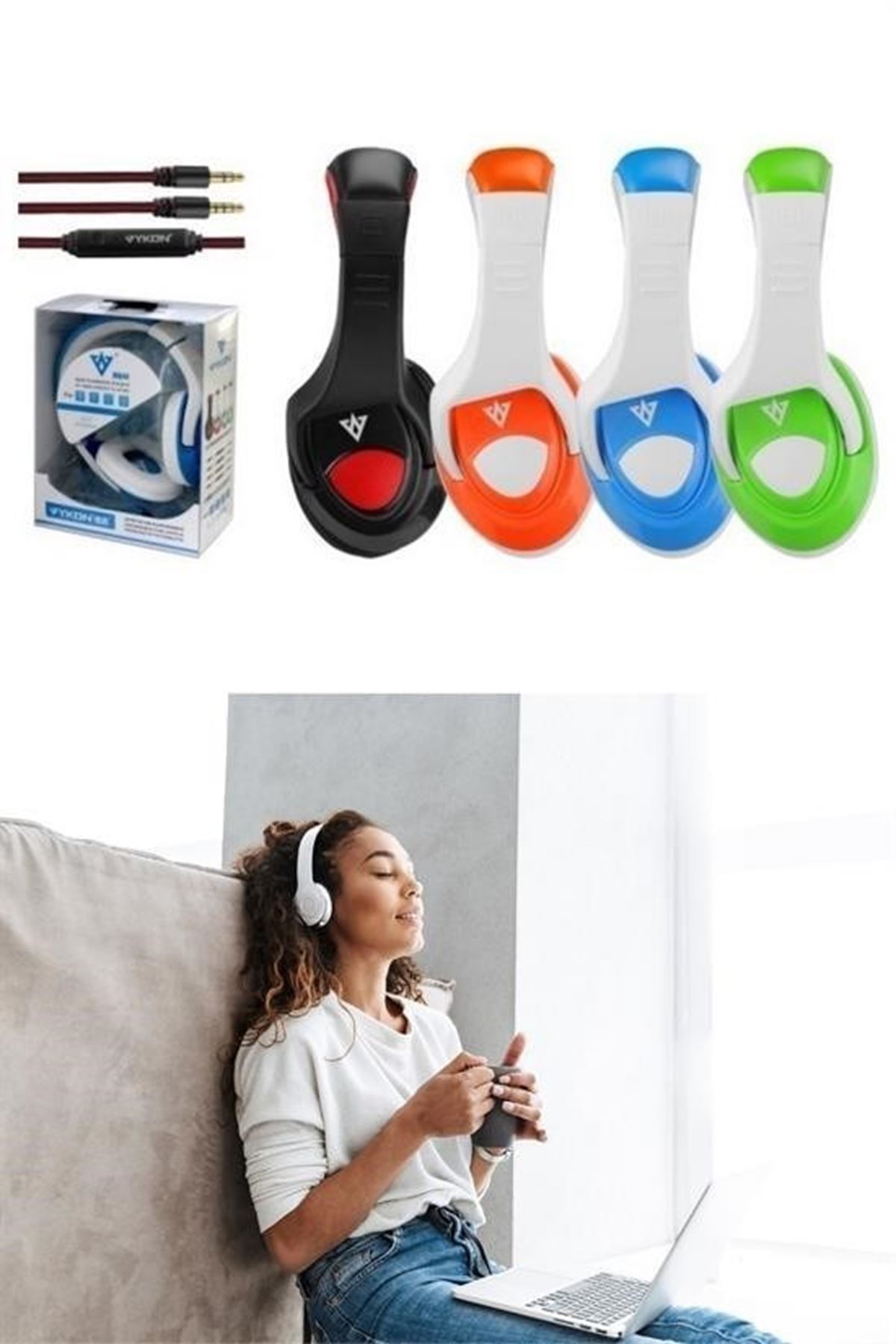 Tbl Dekor® Vykon MQ4440mm Sürücülü Mikrofonlu Bilgisayar Kulaklığı Jak Girişli