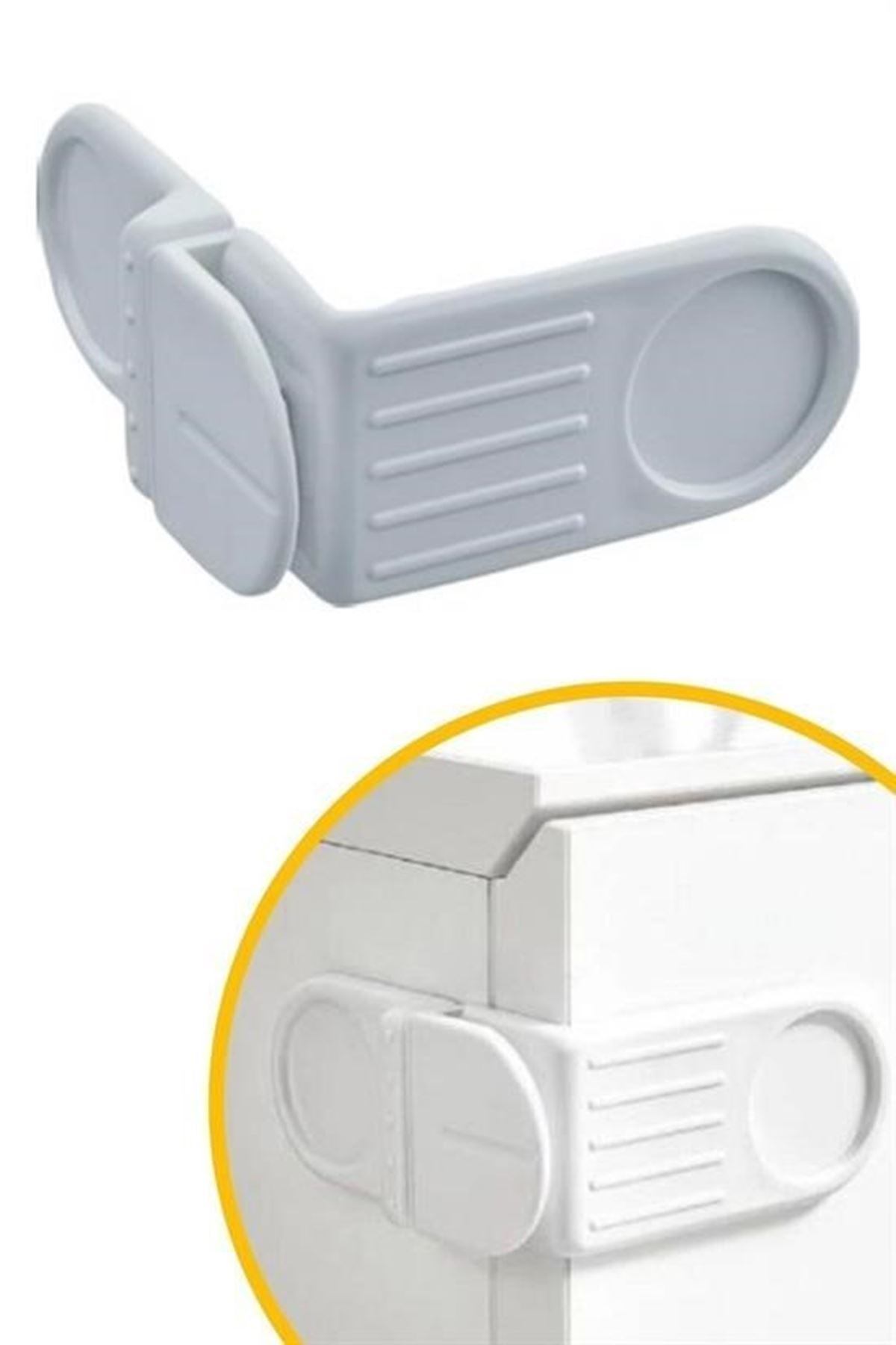 Tbl Dekor® Bebek Çocuk Güvenlik Çekmece ve Dolap İçin Kendiliğinde Yapışkanlı Vidasız Köşe Kapak Kilidi