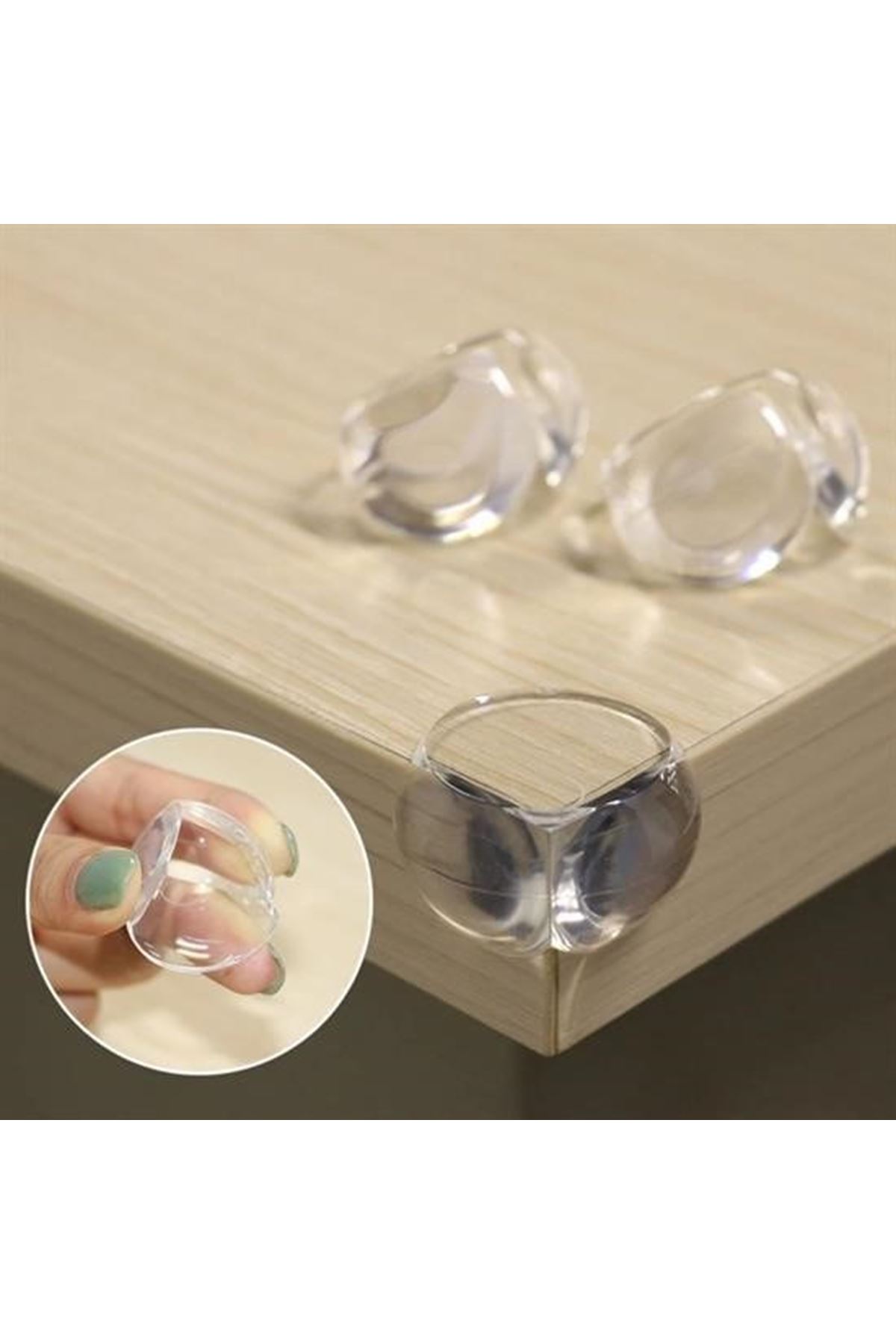 Tbl Dekor® Bebek Çocuk Yumuşak ve Esnek Dairesel Şeffaf Yapışkanlı Güvenlik Köşe Koruyucu (4 Adet)
