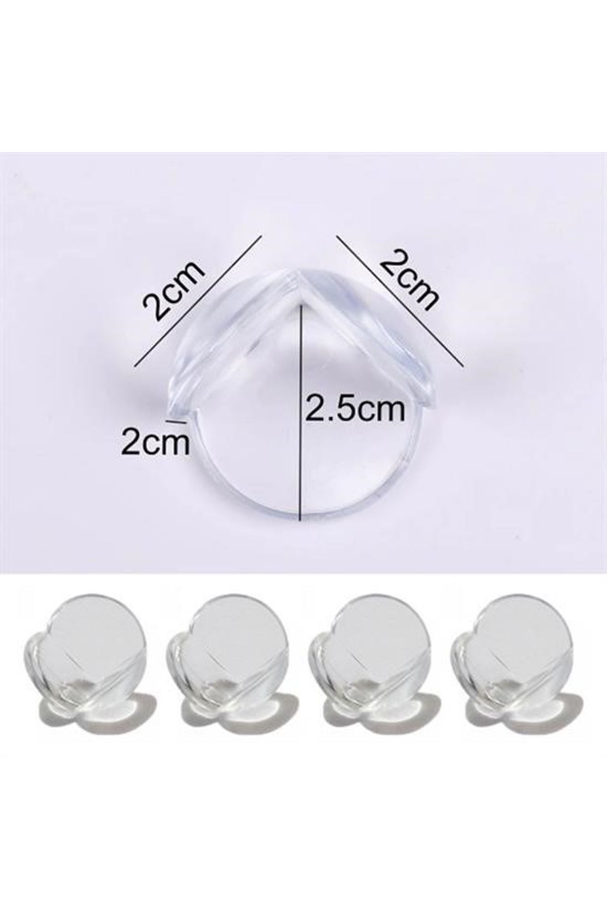 Tbl Dekor® Bebek Çocuk Yumuşak ve Esnek Dairesel Şeffaf Yapışkanlı Güvenlik Köşe Koruyucu (4 Adet)