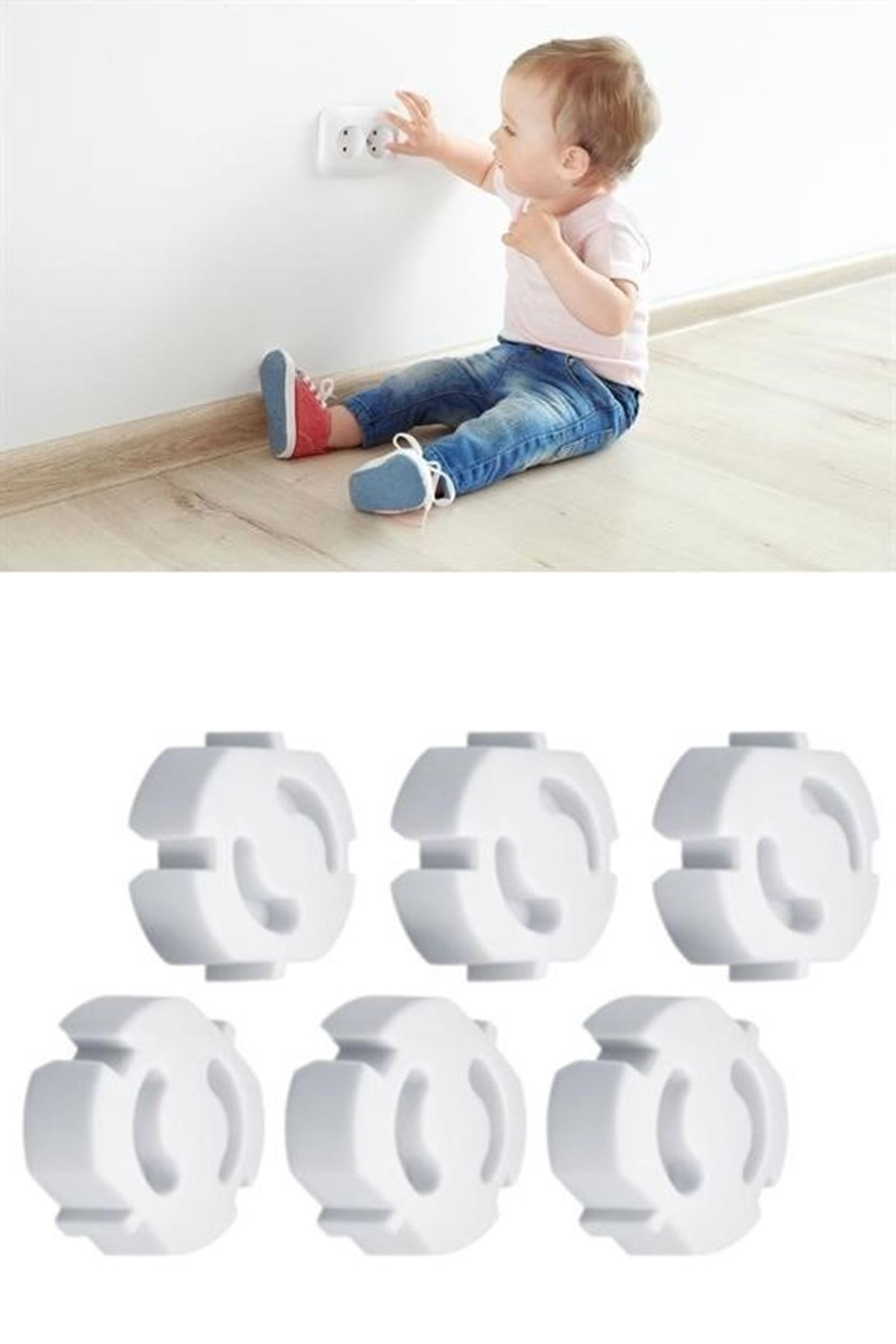 Tbl Dekor® Bebek Çocuk Priz Koruma Kapağı (6 Adet) Çocuk Güvenliği, Priz Muhafazası, Priz Kapatıcı