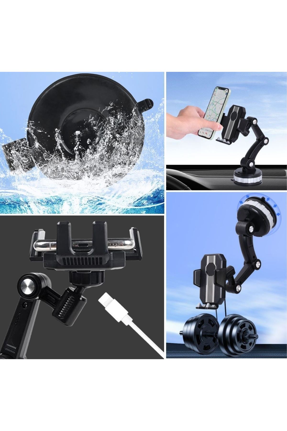 Tbl Dekor® Jel Vantuzlu Cama Takılabilen Güçlü 360 Derece Dönebilen Ayarlanabilir Araç Içi Vantuzlu Telefon Tutucu