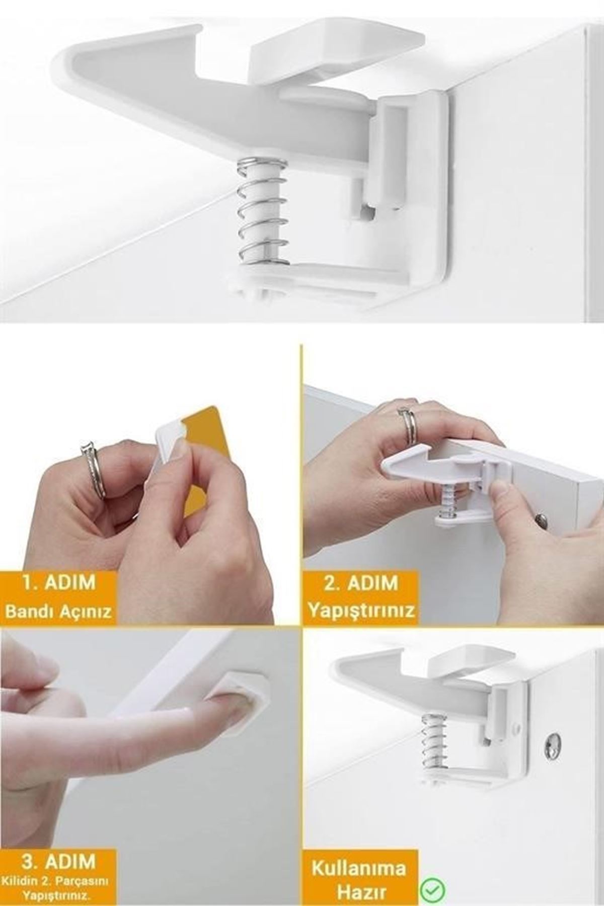 Tbl Dekor® Bebek Çocuk Güvenliği Korumalı Yapışkan Çekmece ve Dolap İçin Tutucu Gizli Güvenlik Kilidi