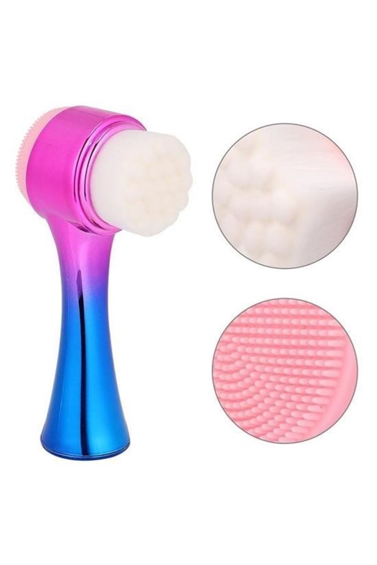 Tbl Dekor® Çift İşlevli Renkli Cilt Yüz Temizleme Fırçası Peeling Masaj Etkili Gözenek Temizleyici Alet